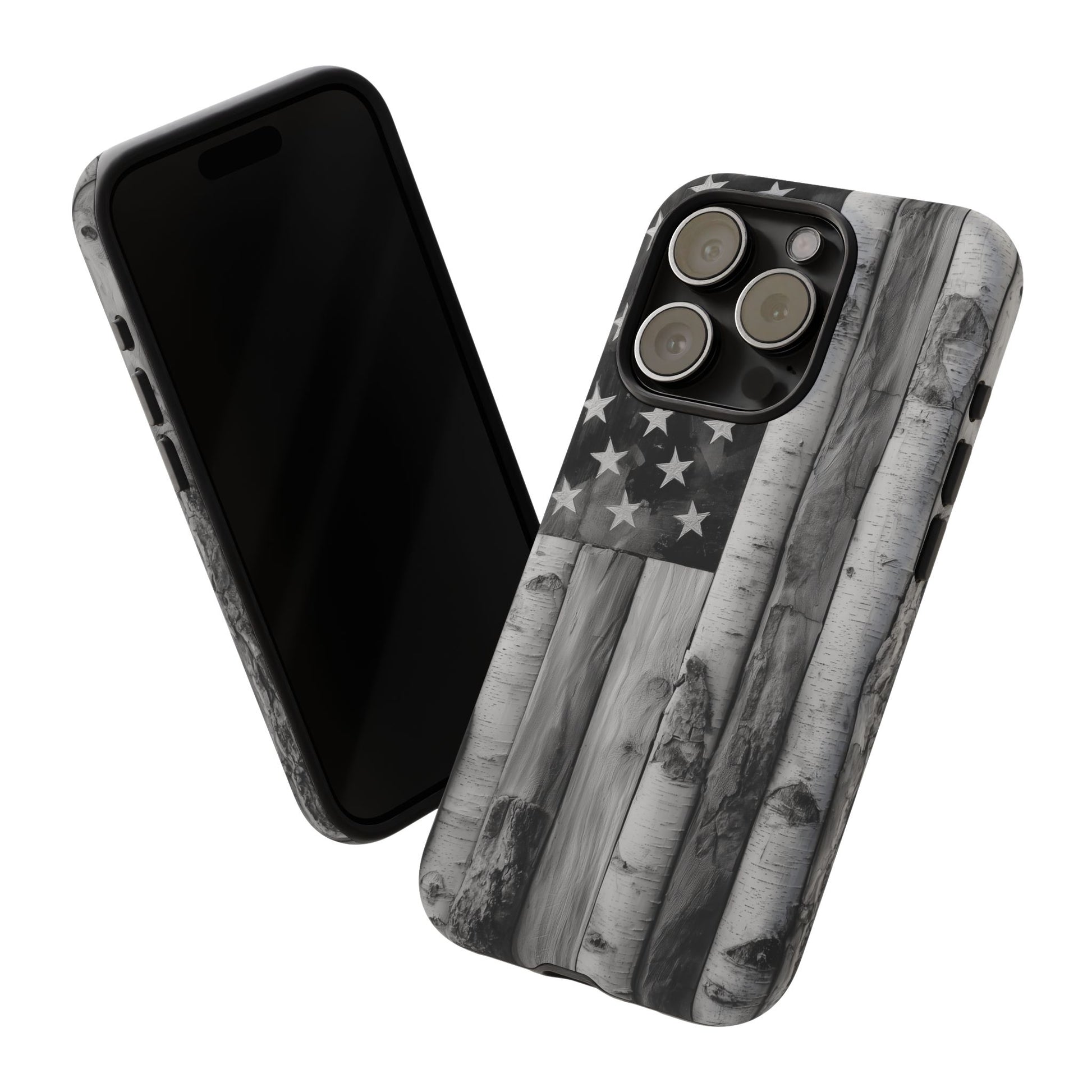 American Flag Flat Gray Wood Tone