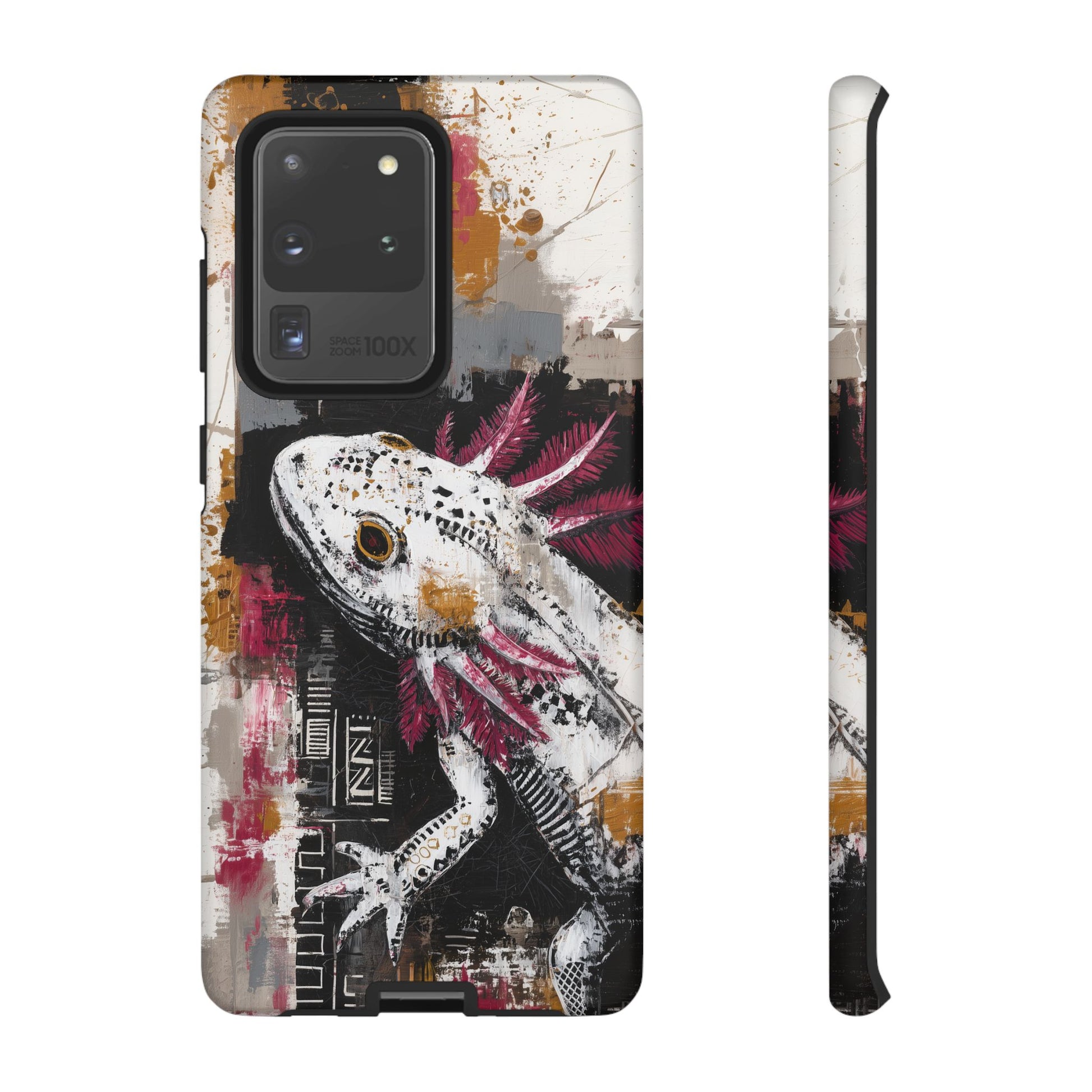 Abstract Axolotl White Pink Artwork