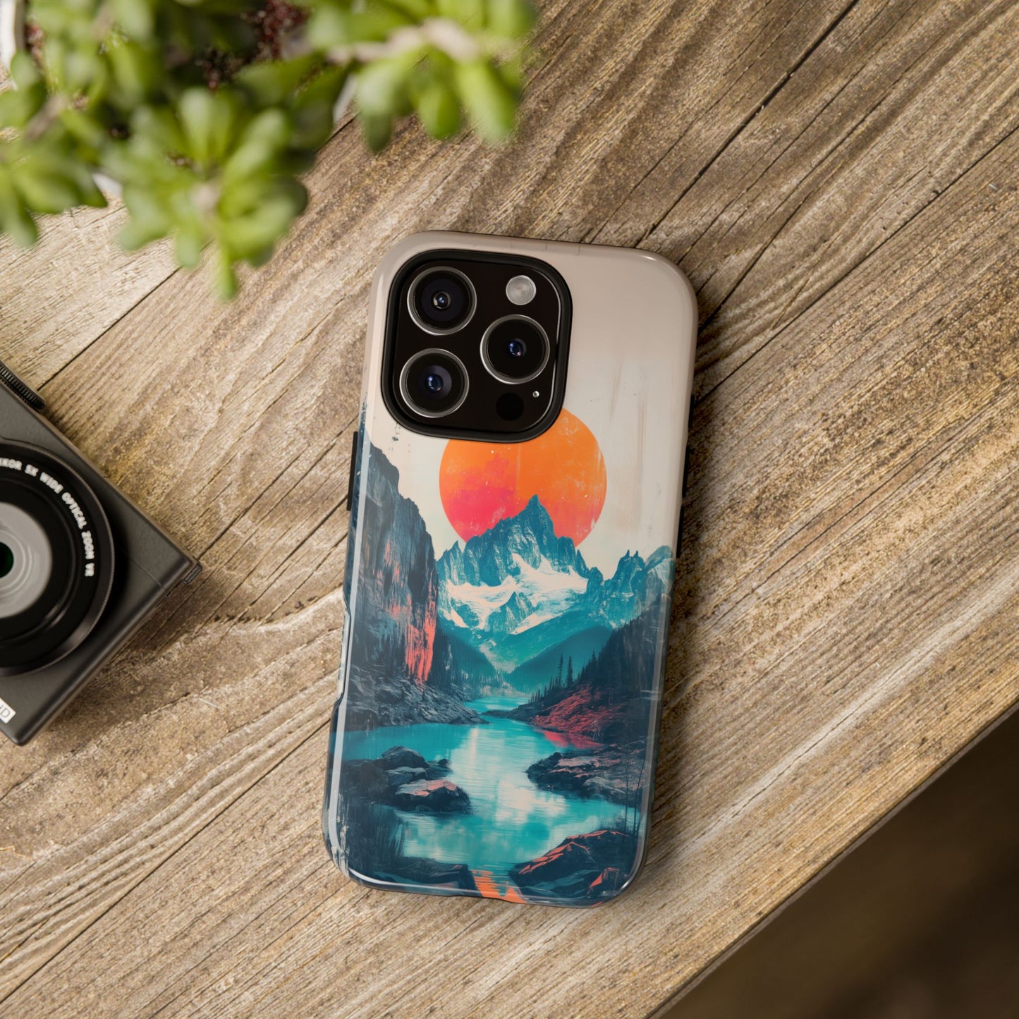 Blue Mountain Orange Sun Risograph