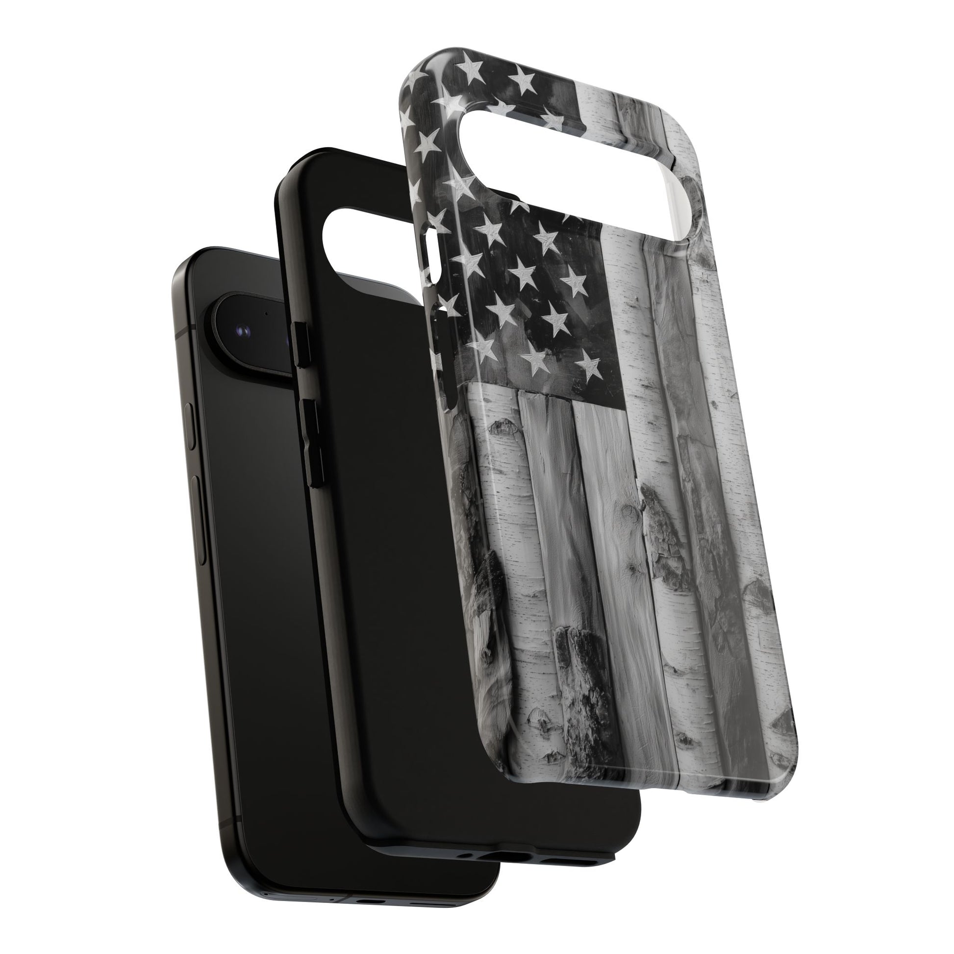 American Flag Flat Gray Wood Tone