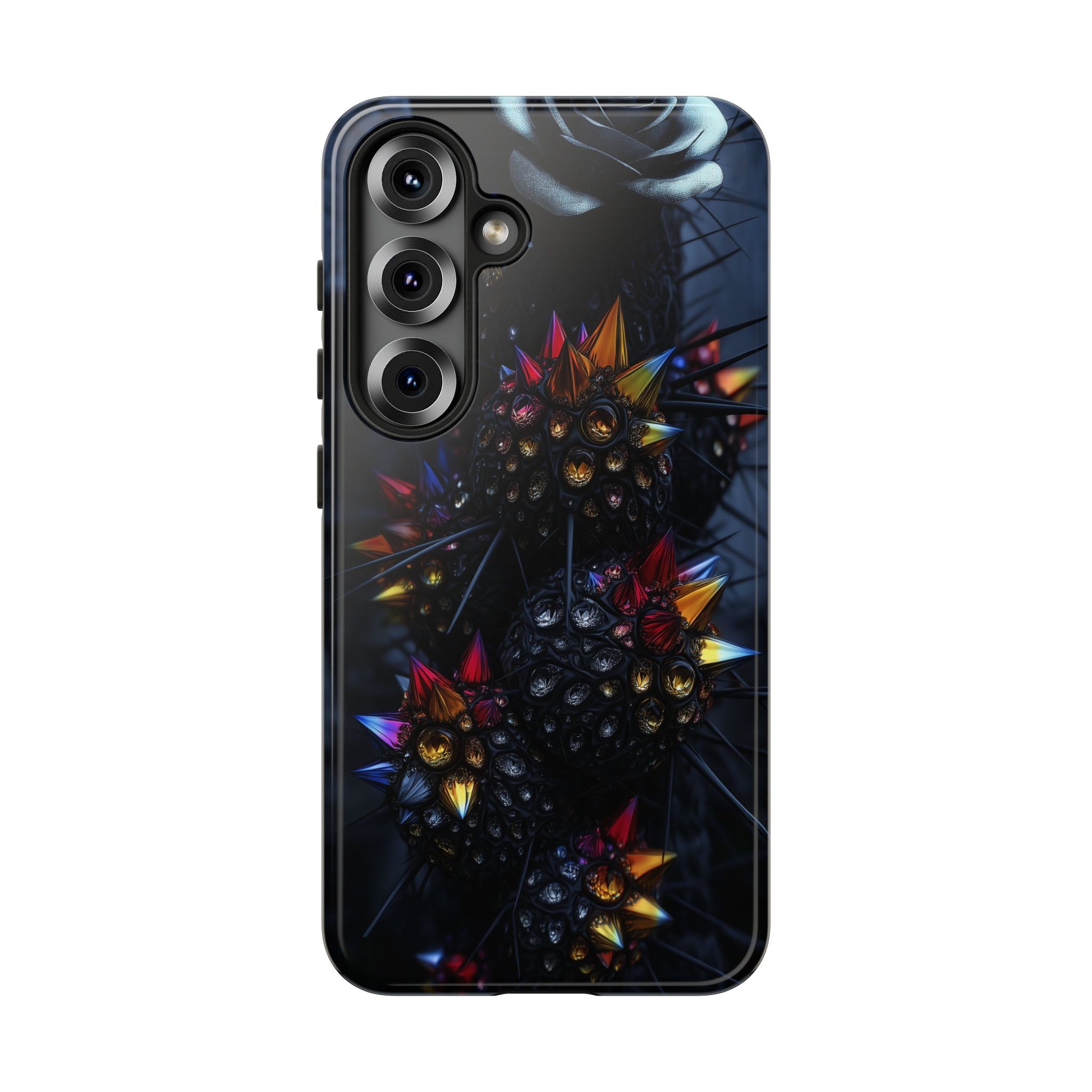 Black Cactus Colorful Glass Shards Dark Desert