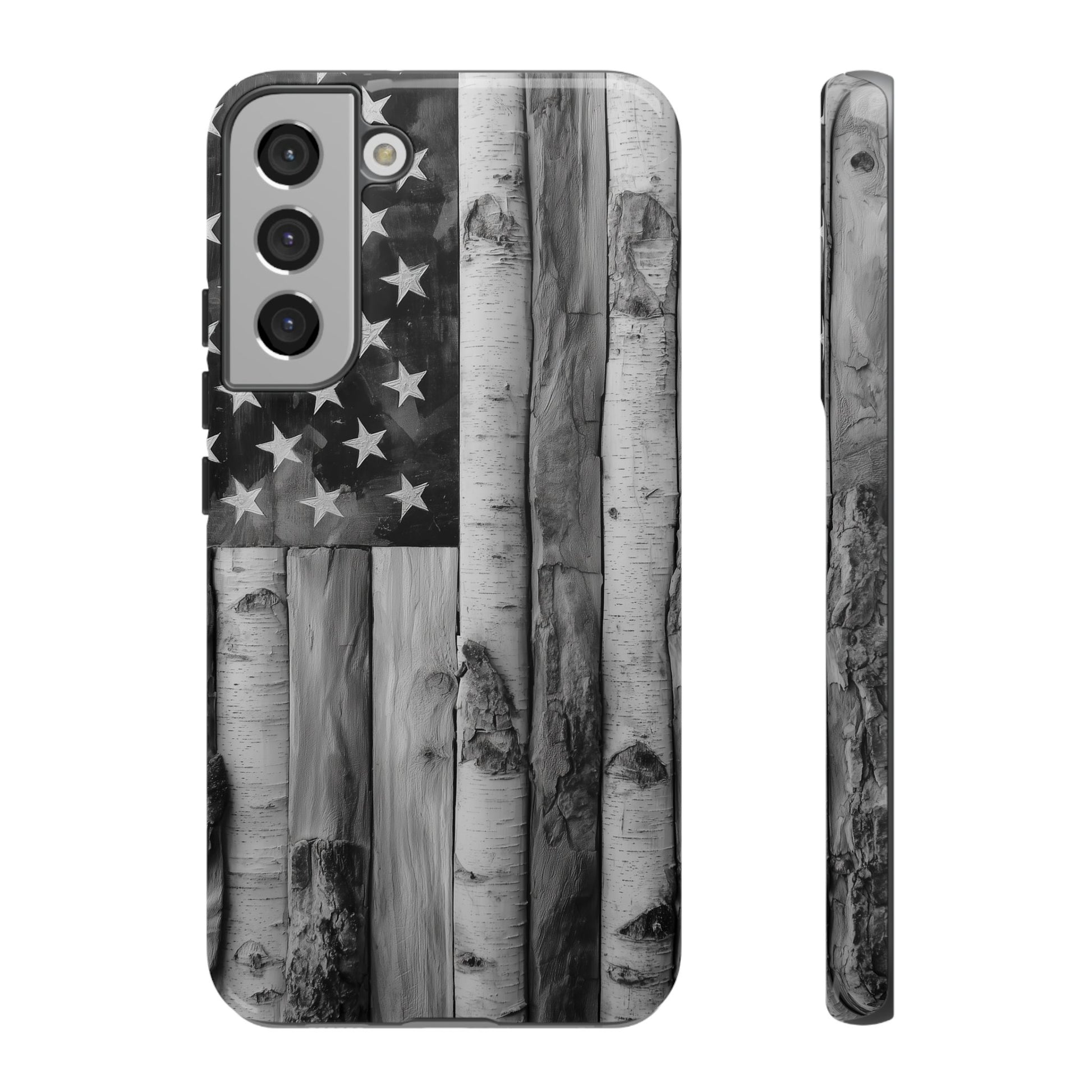 American Flag Flat Gray Wood Tone