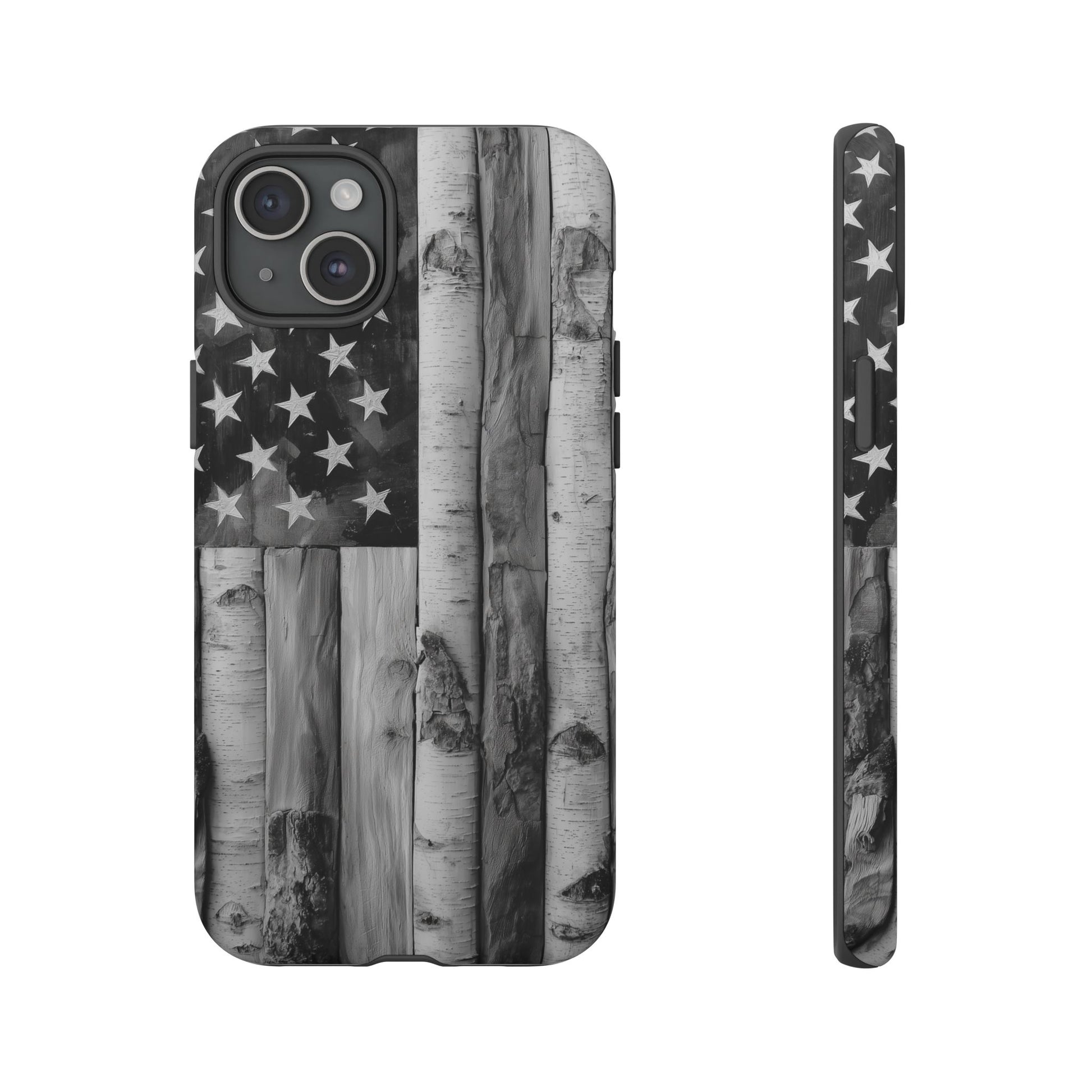 American Flag Flat Gray Wood Tone