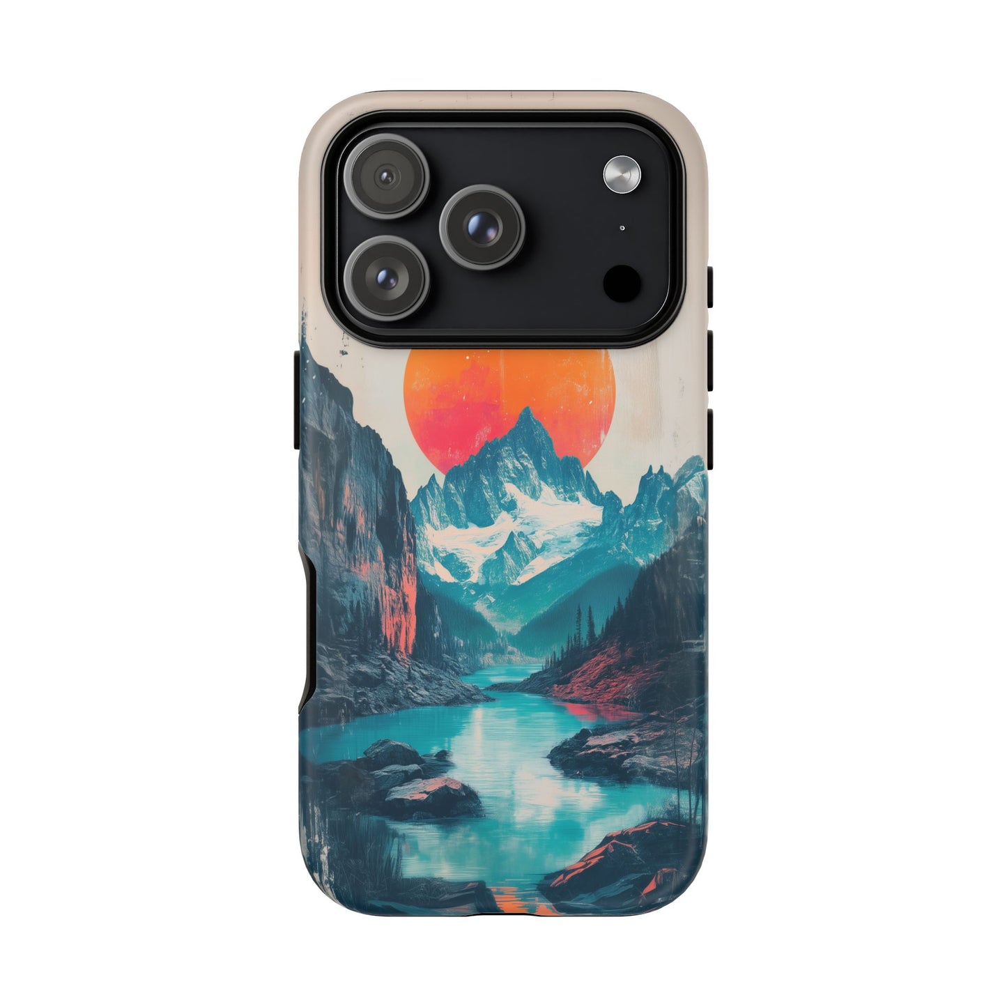 Blue Mountain Orange Sun Risograph