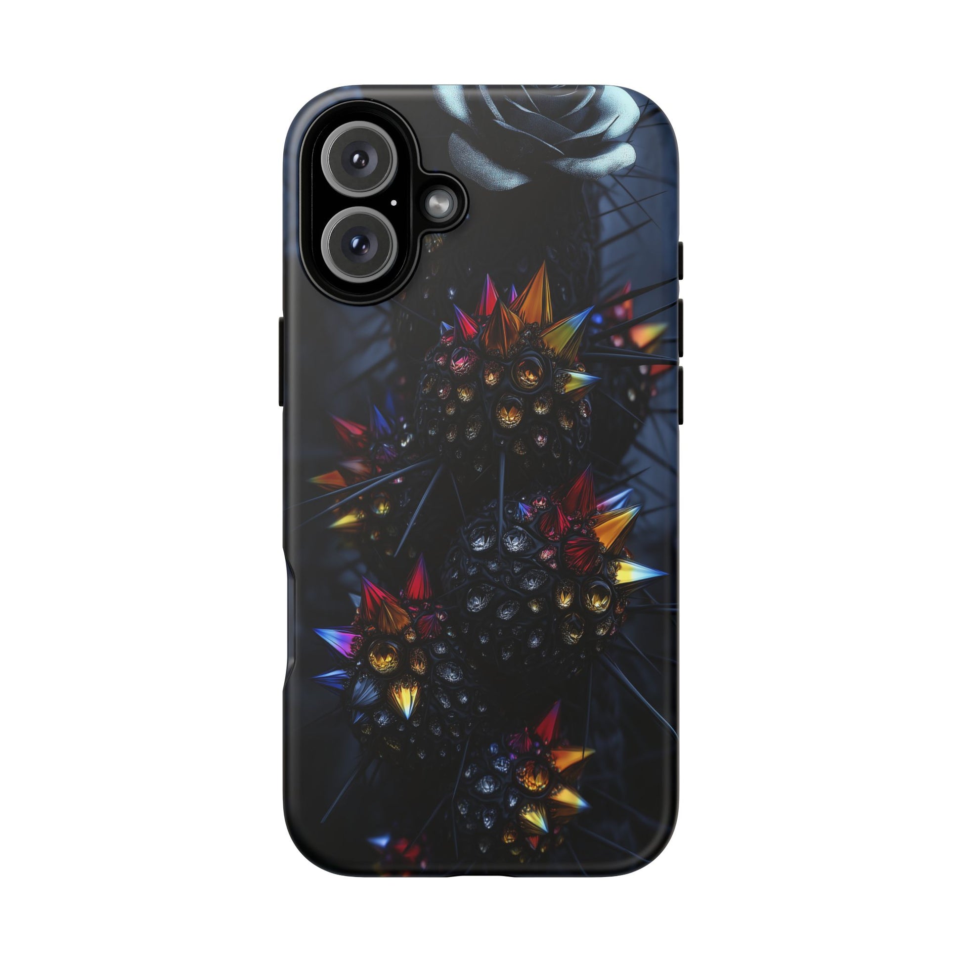 Black Cactus Colorful Glass Shards Dark Desert