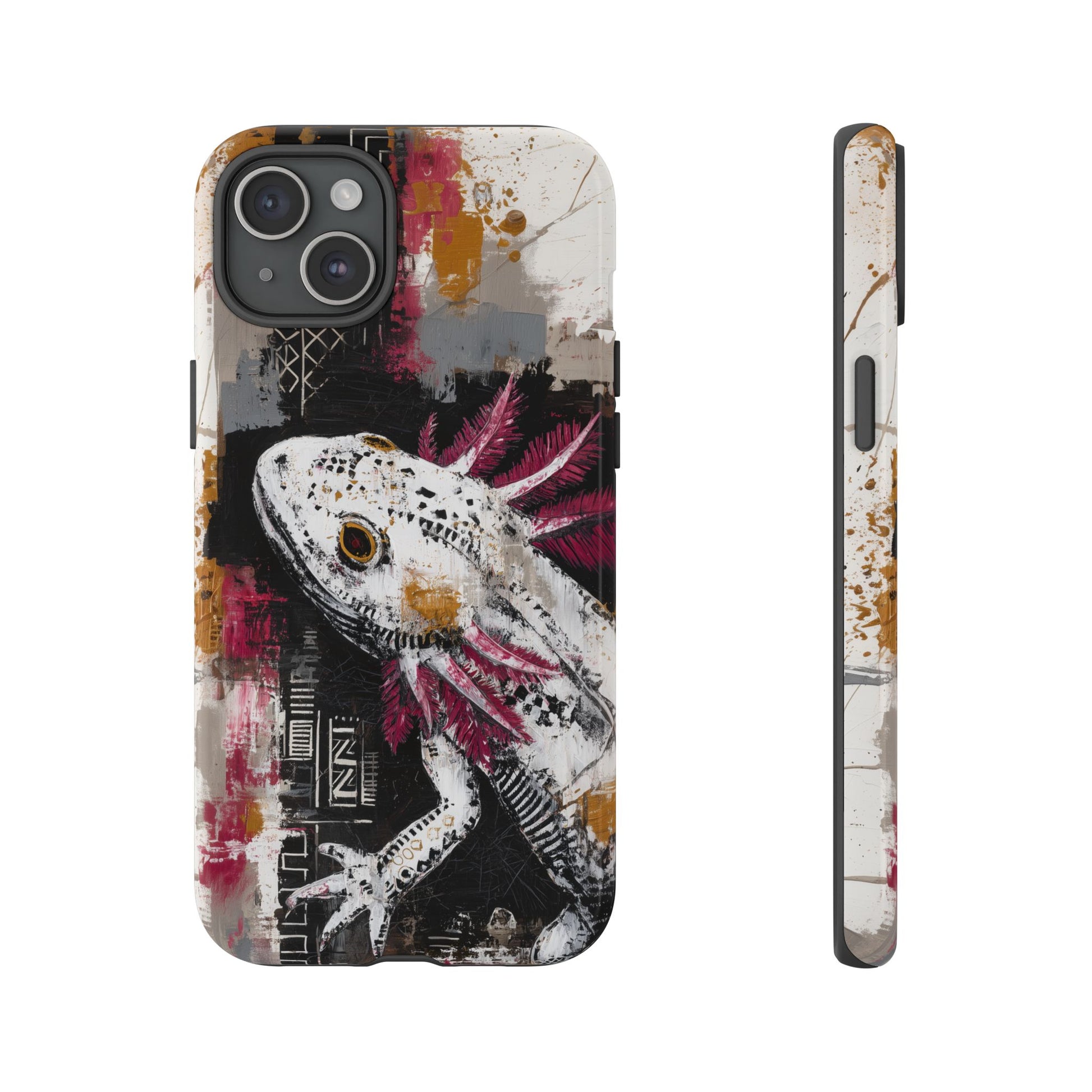 Abstract Axolotl White Pink Artwork