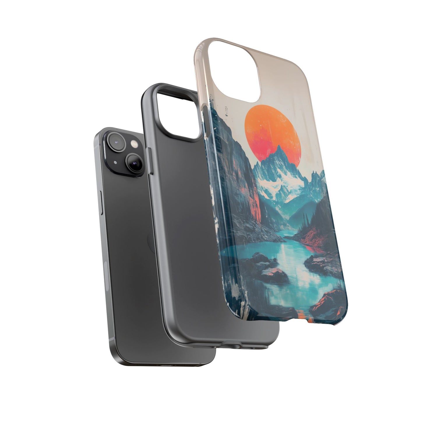 Blue Mountain Orange Sun Risograph