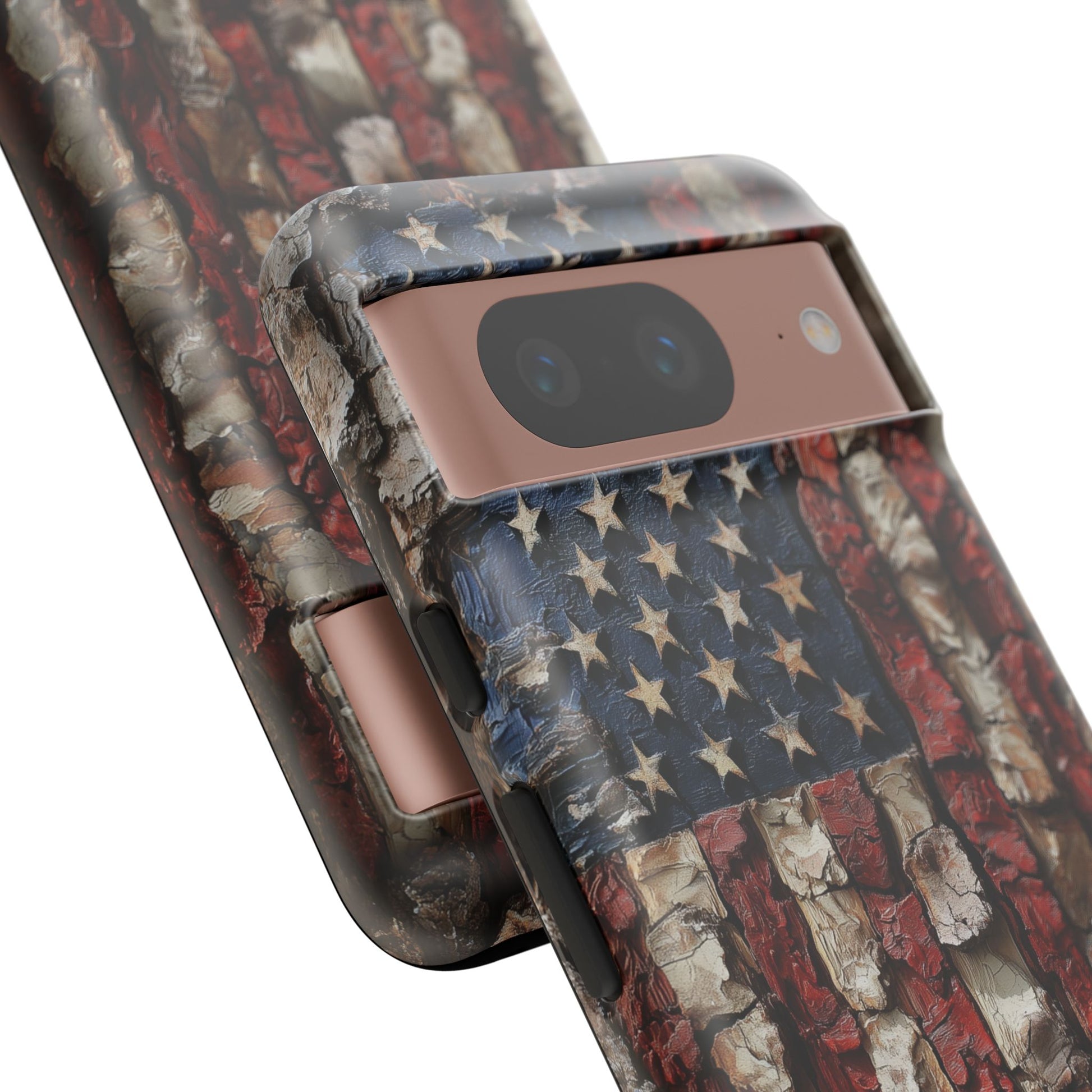 American Flag Bark Wood UV Print