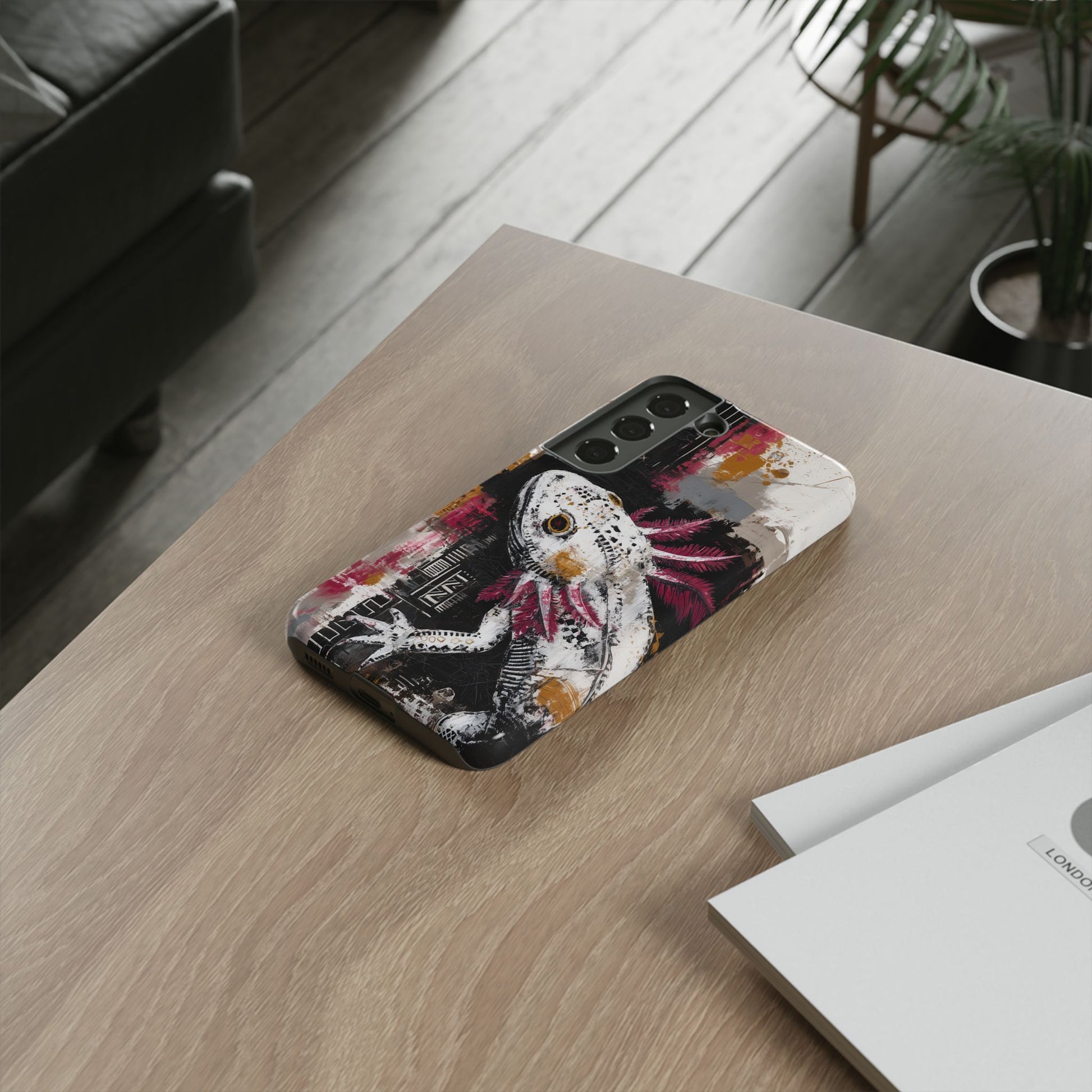Abstract Axolotl White Pink Artwork
