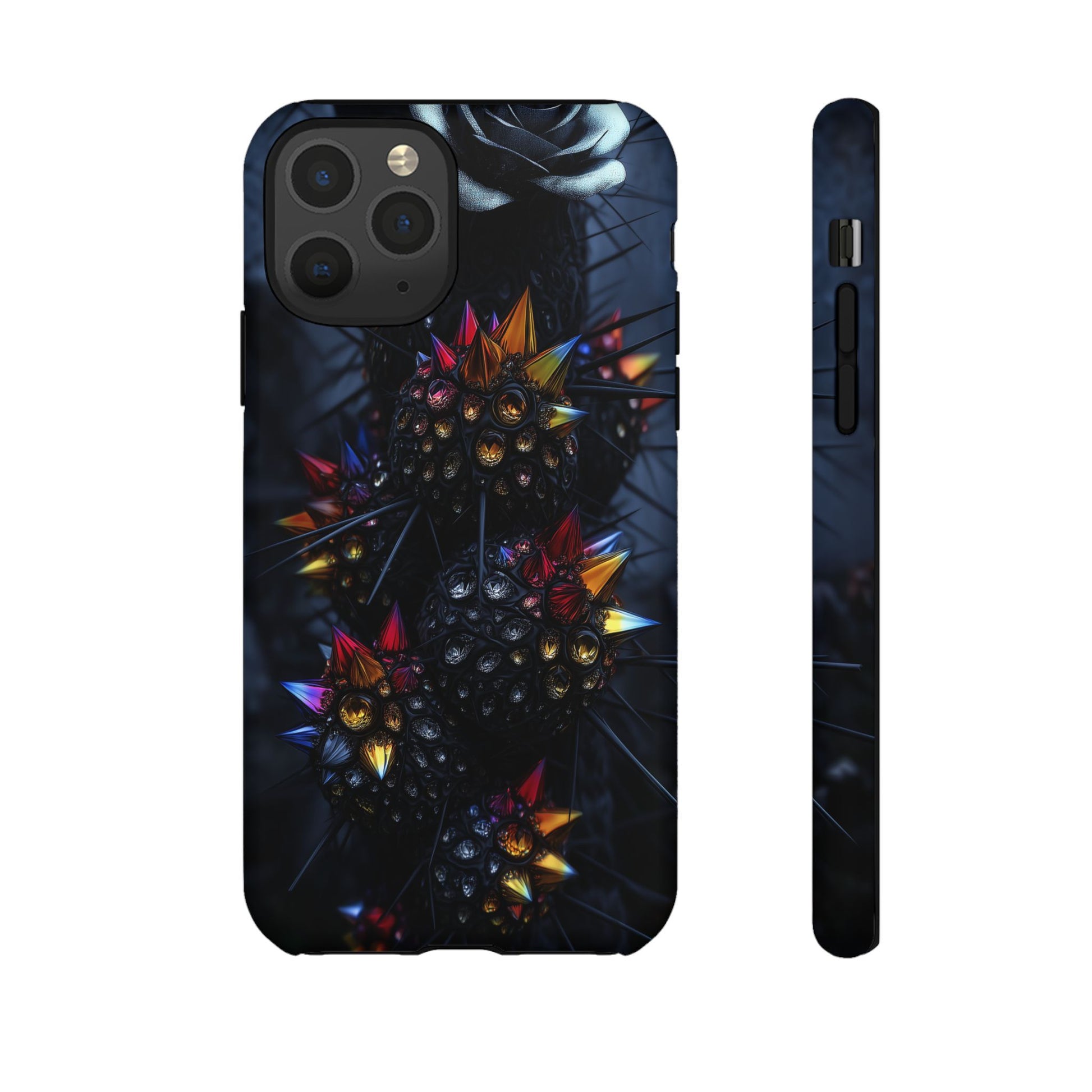 Black Cactus Colorful Glass Shards Dark Desert