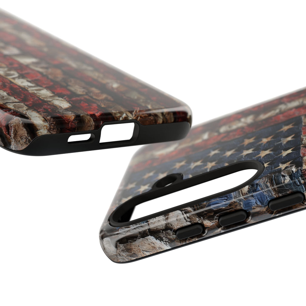 American Flag Bark Wood UV Print
