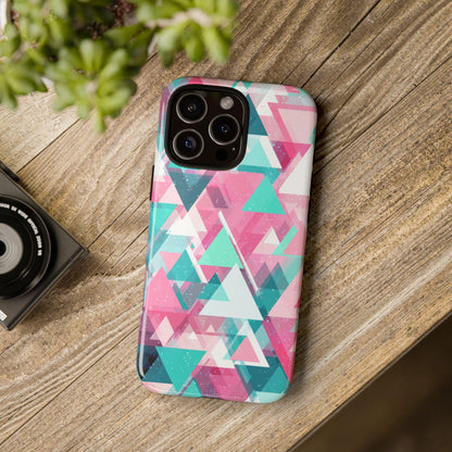 Abstract Triangles Pink Teal Pattern