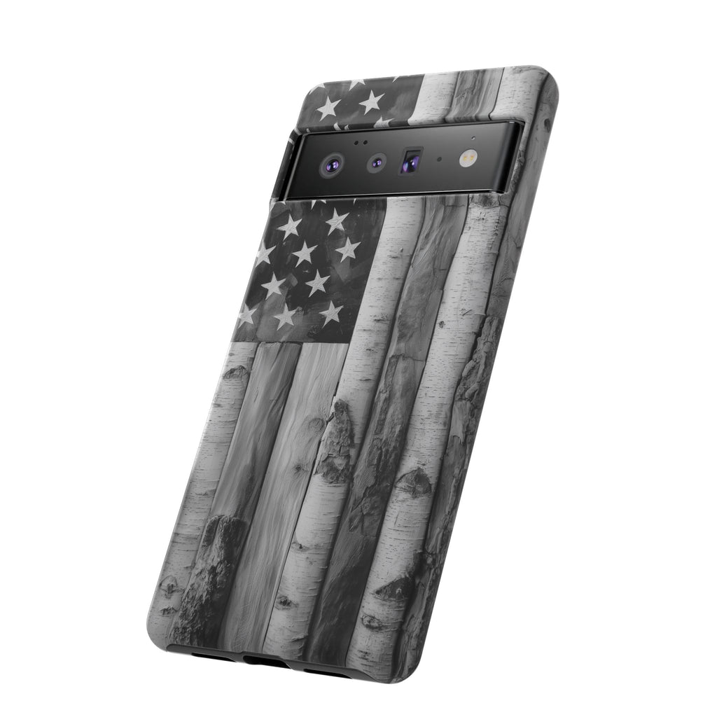 American Flag Flat Gray Wood Tone