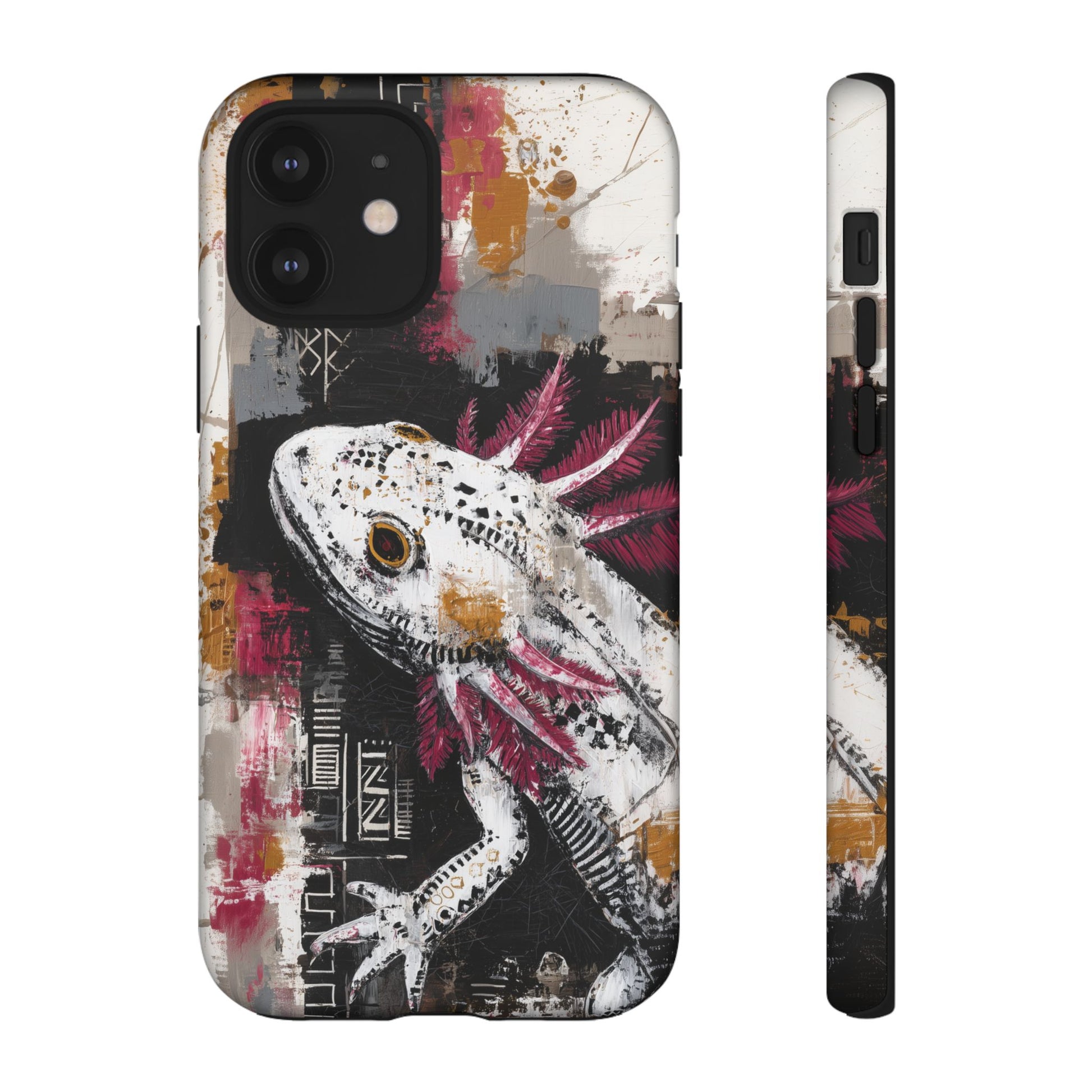Abstract Axolotl White Pink Artwork