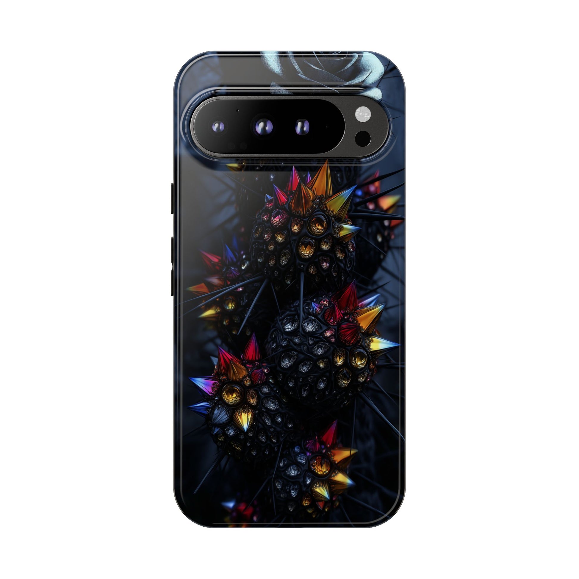 Black Cactus Colorful Glass Shards Dark Desert