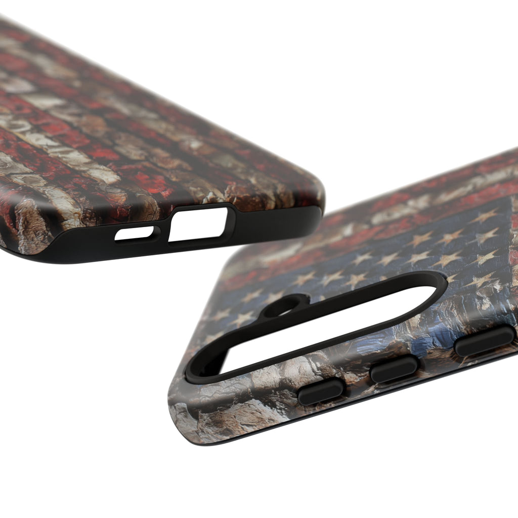 American Flag Bark Wood UV Print