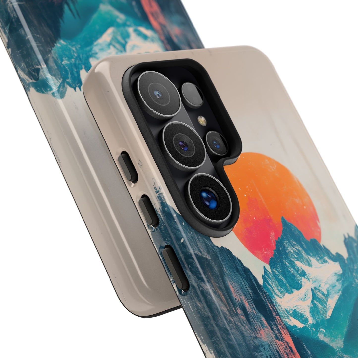 Blue Mountain Orange Sun Risograph