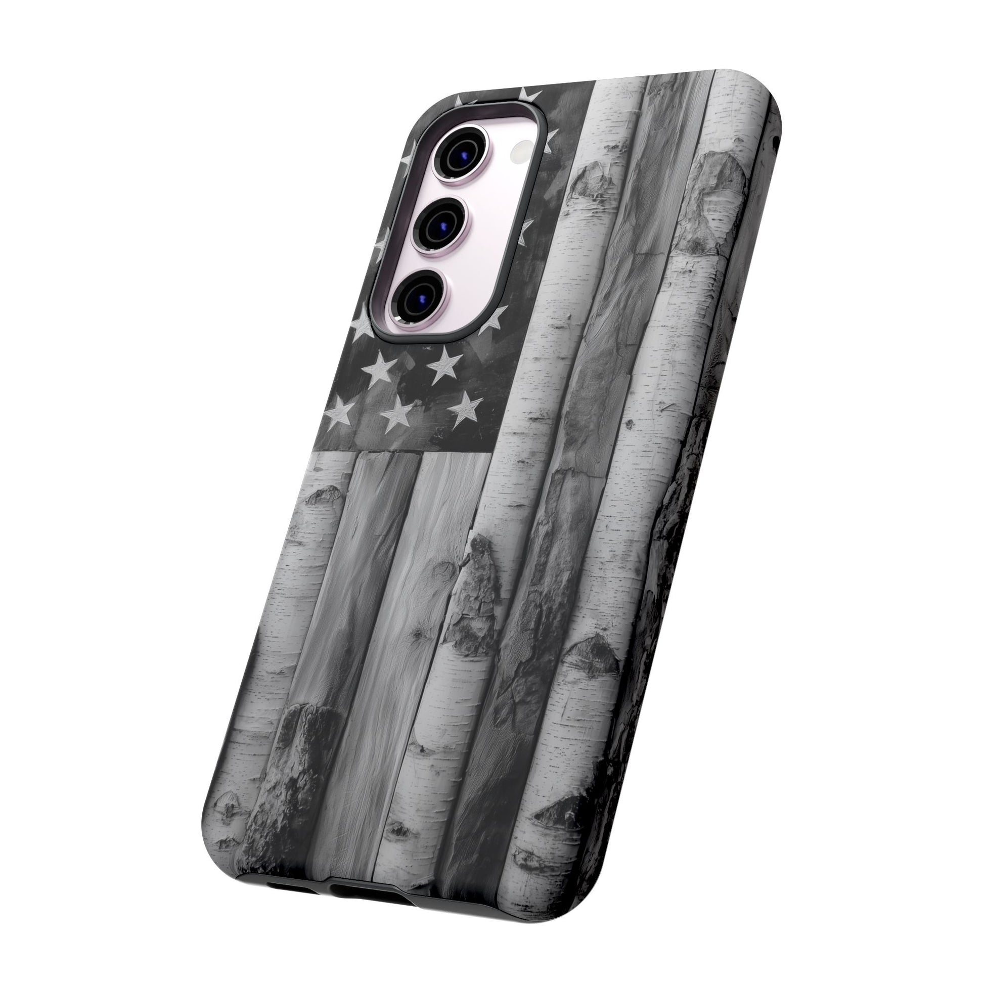 American Flag Flat Gray Wood Tone