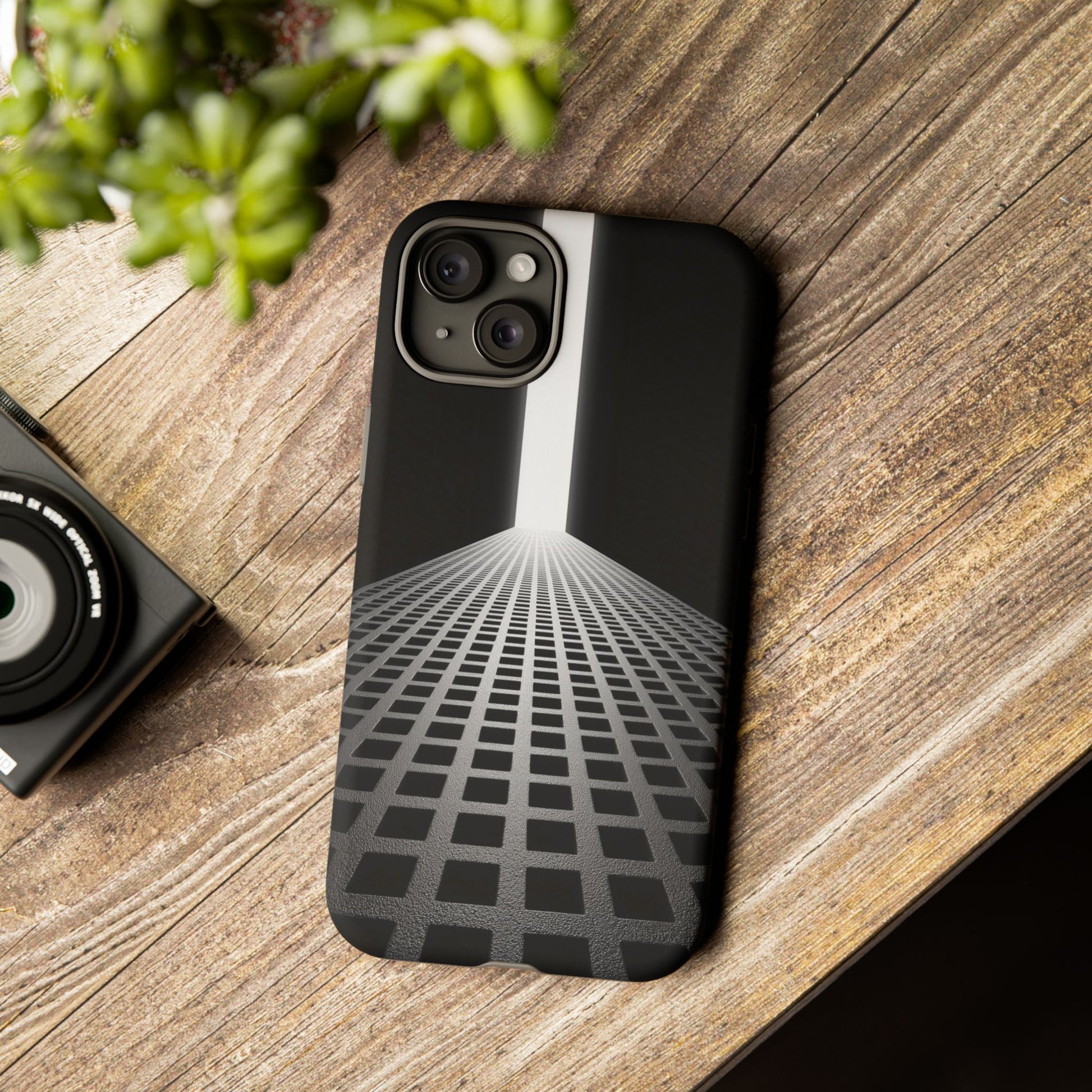 Black Gray Minimalist Grid Surreal Building Pathway