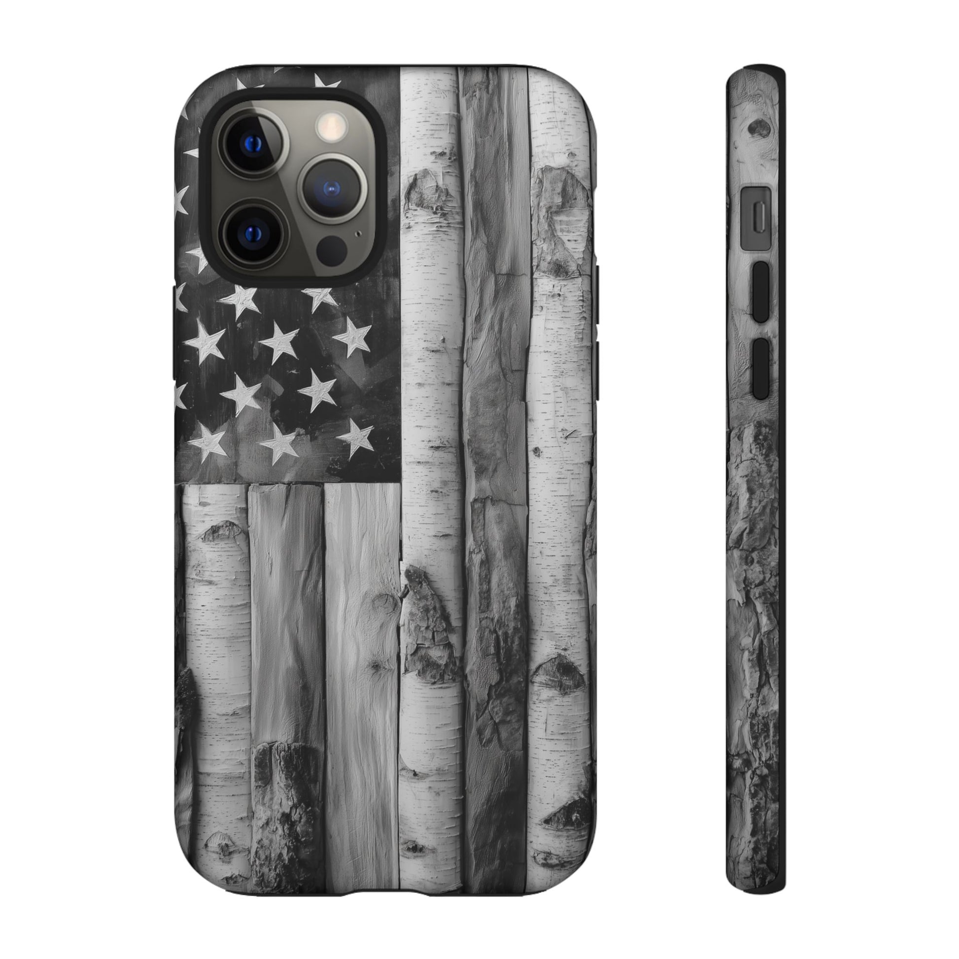 American Flag Flat Gray Wood Tone