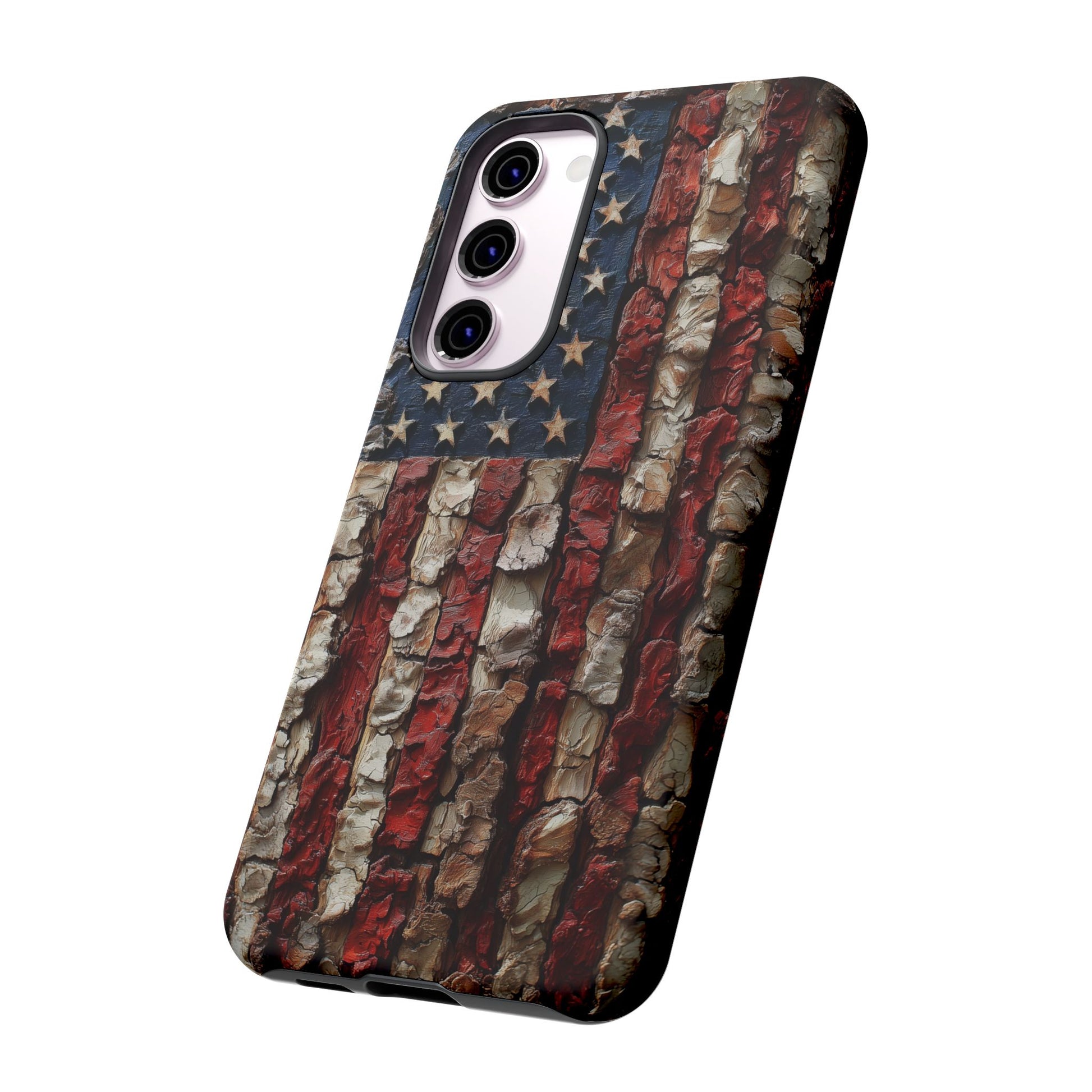 American Flag Bark Wood UV Print