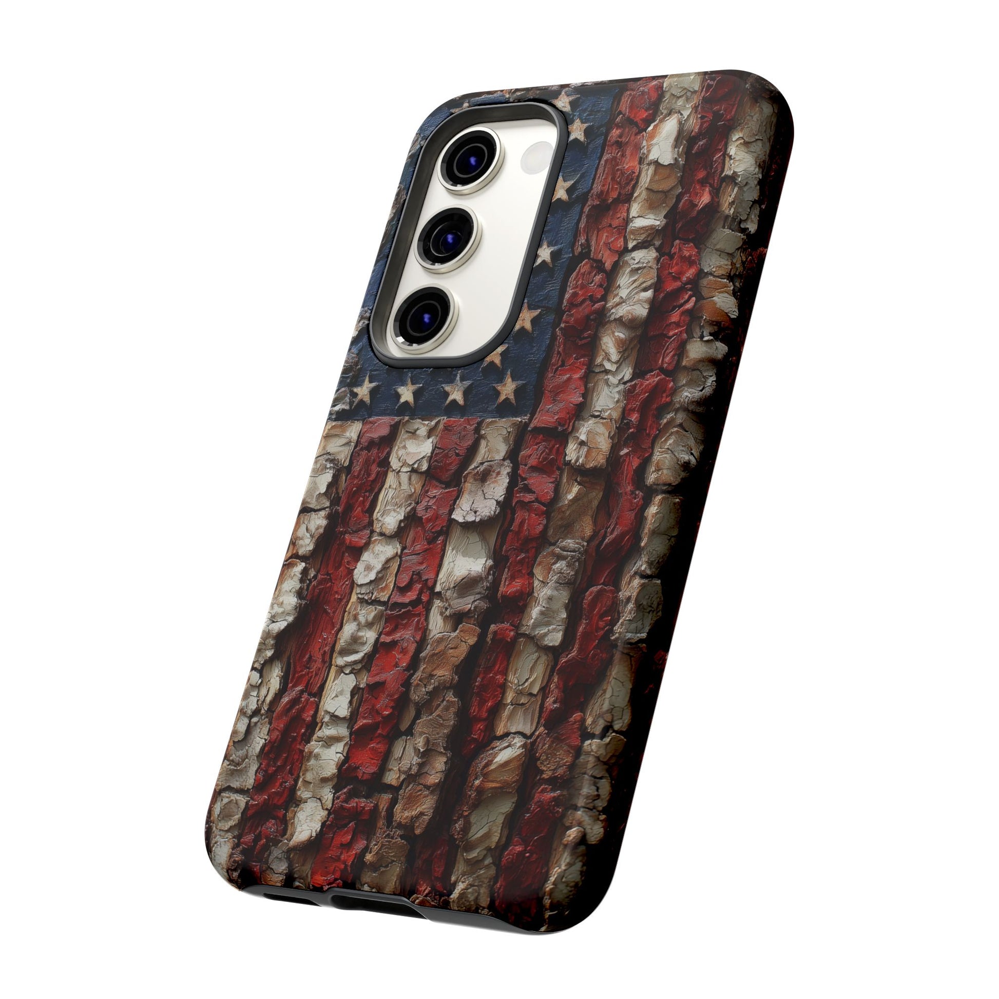 American Flag Bark Wood UV Print