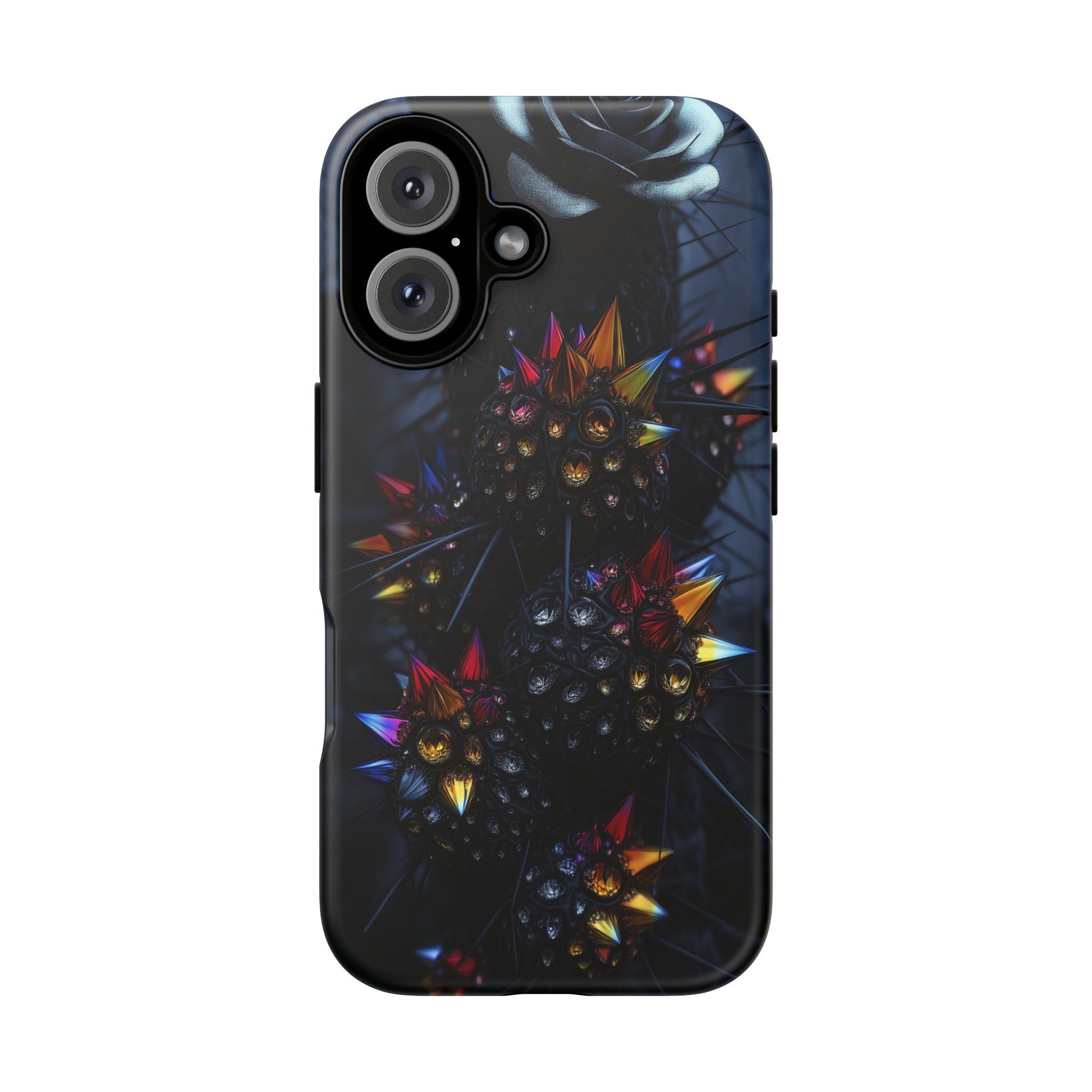 Black Cactus Colorful Glass Shards Dark Desert