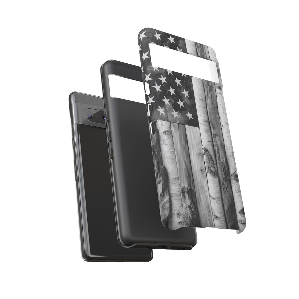 American Flag Flat Gray Wood Tone