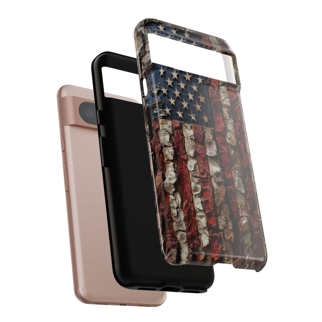 American Flag Bark Wood UV Print