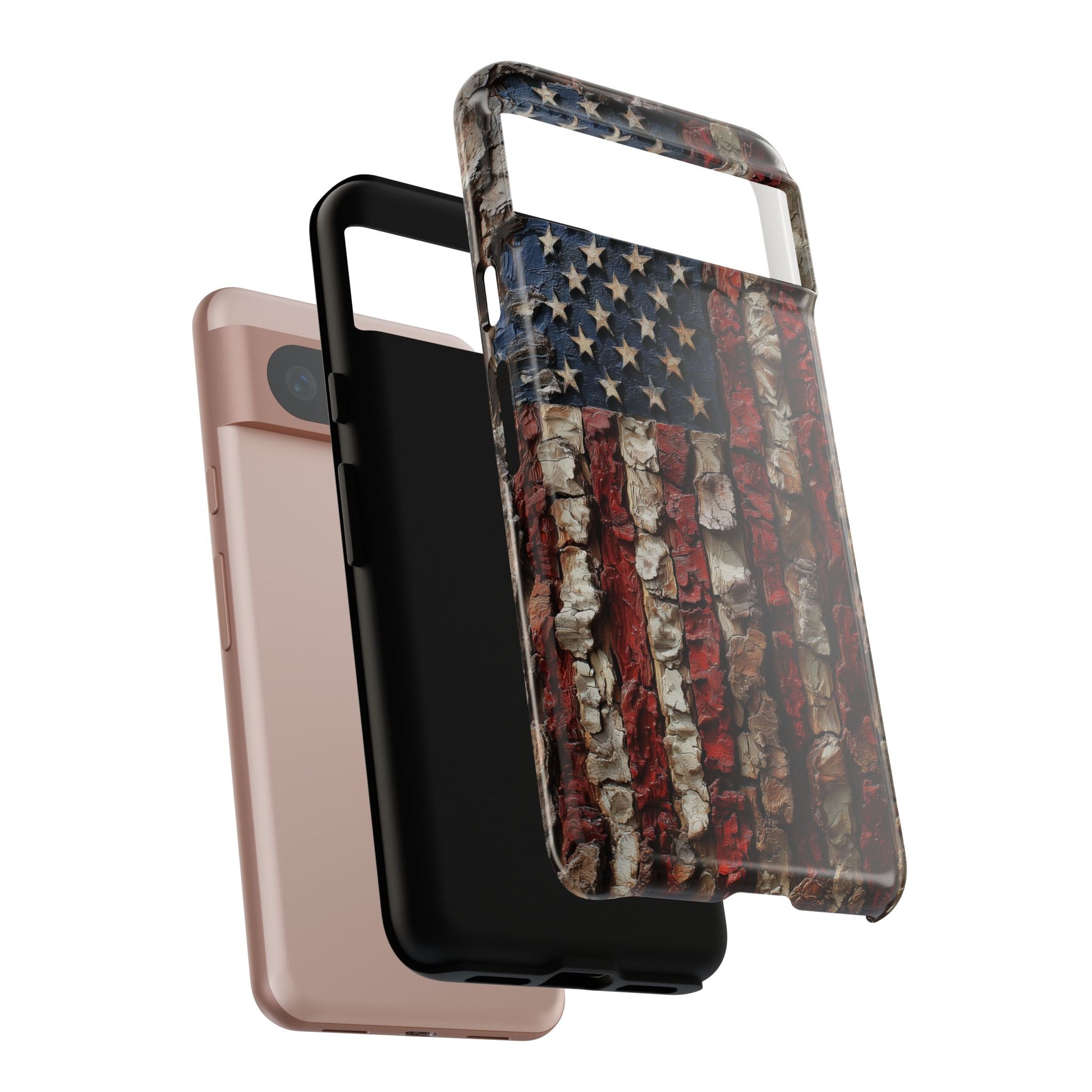 American Flag Bark Wood UV Print