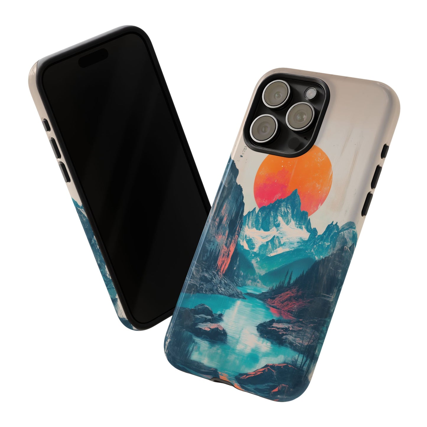 Blue Mountain Orange Sun Risograph