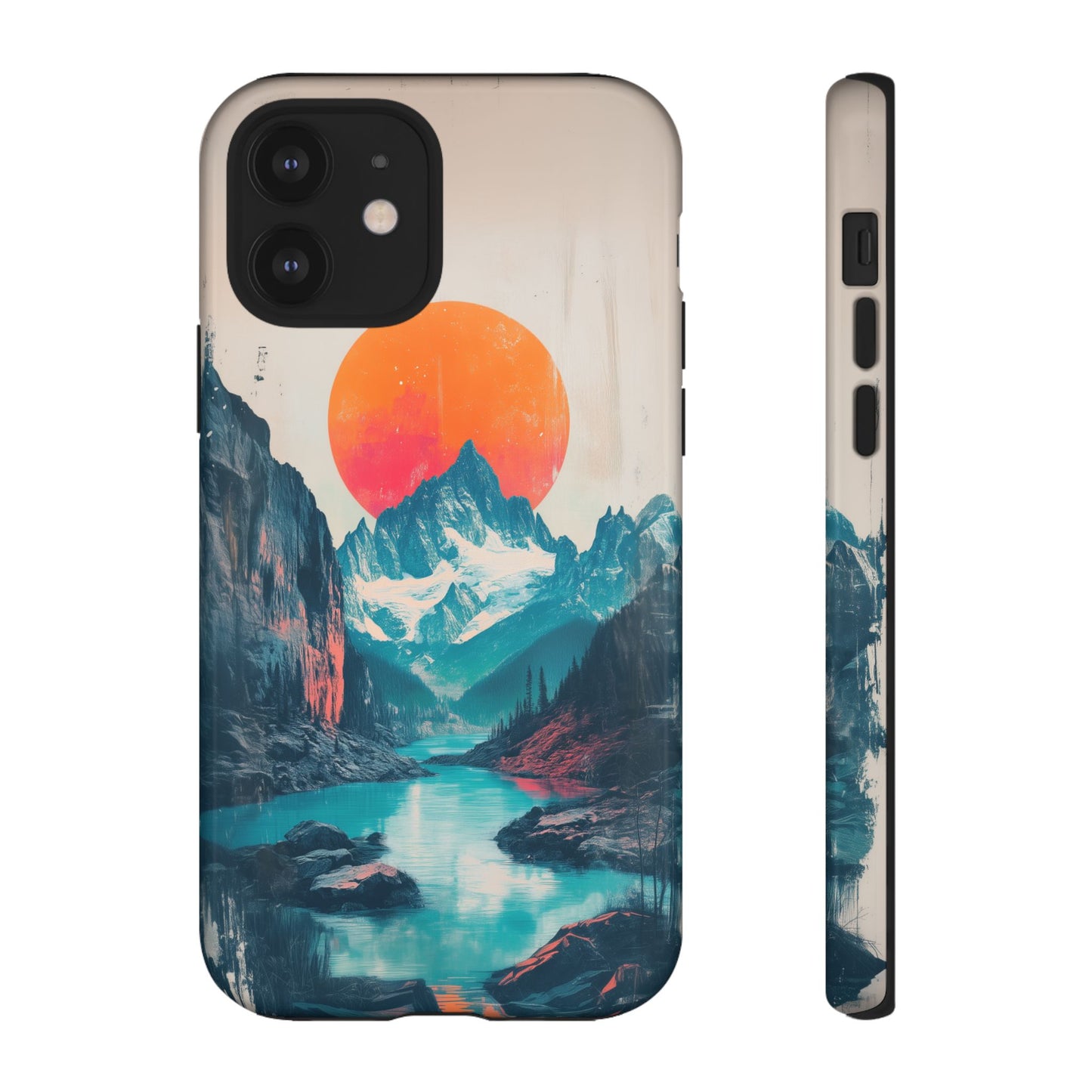 Blue Mountain Orange Sun Risograph