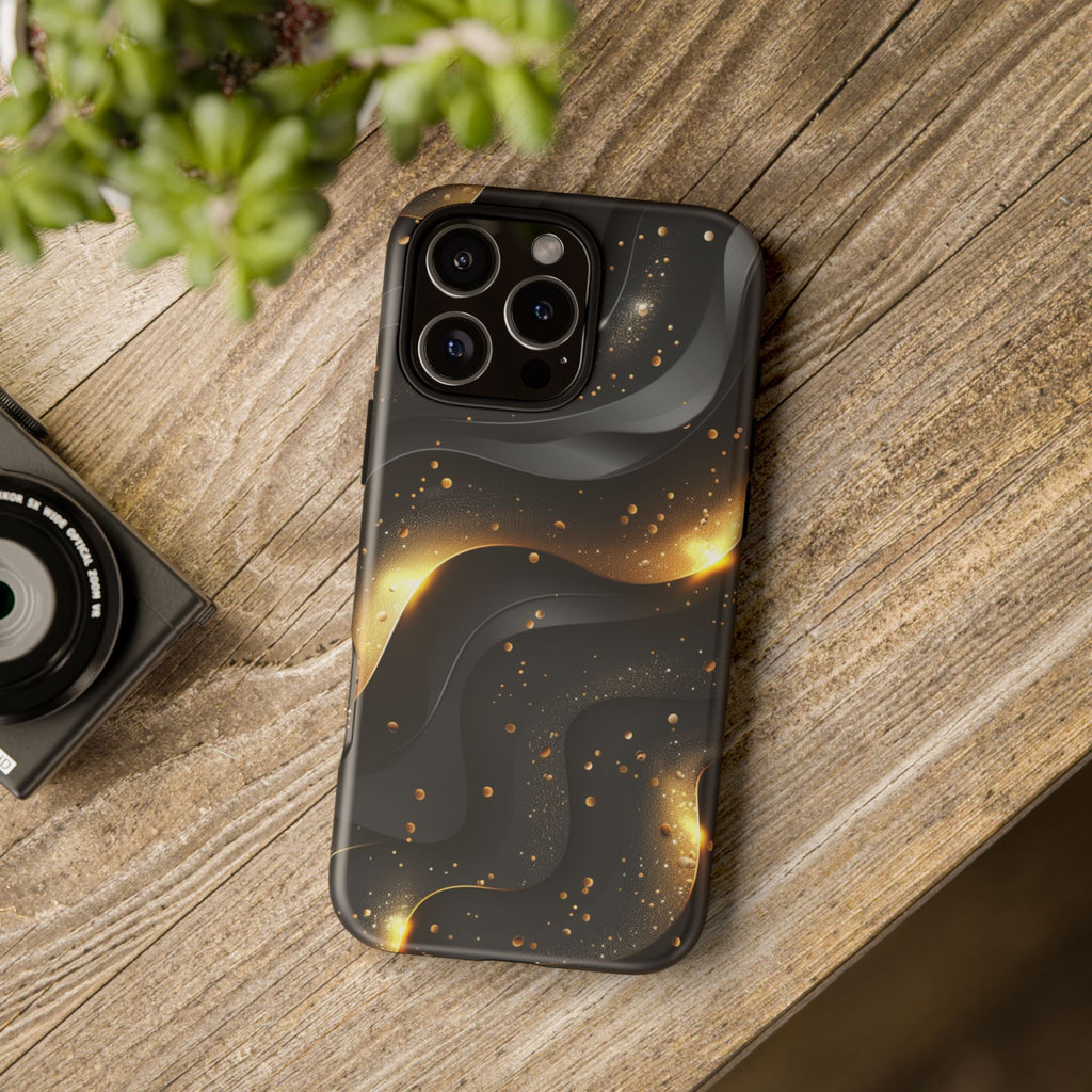 Black Gold Minimalist Waves Cover Phone Case