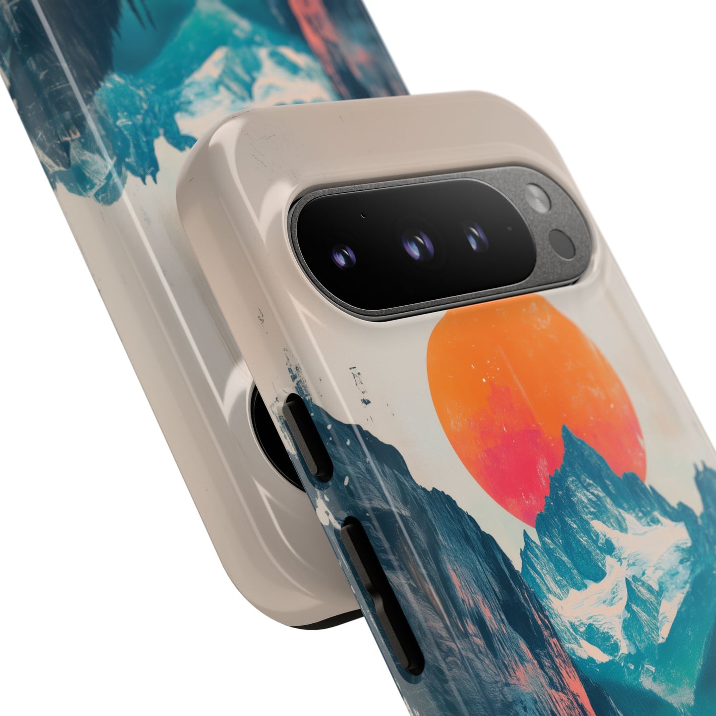 Blue Mountain Orange Sun Risograph