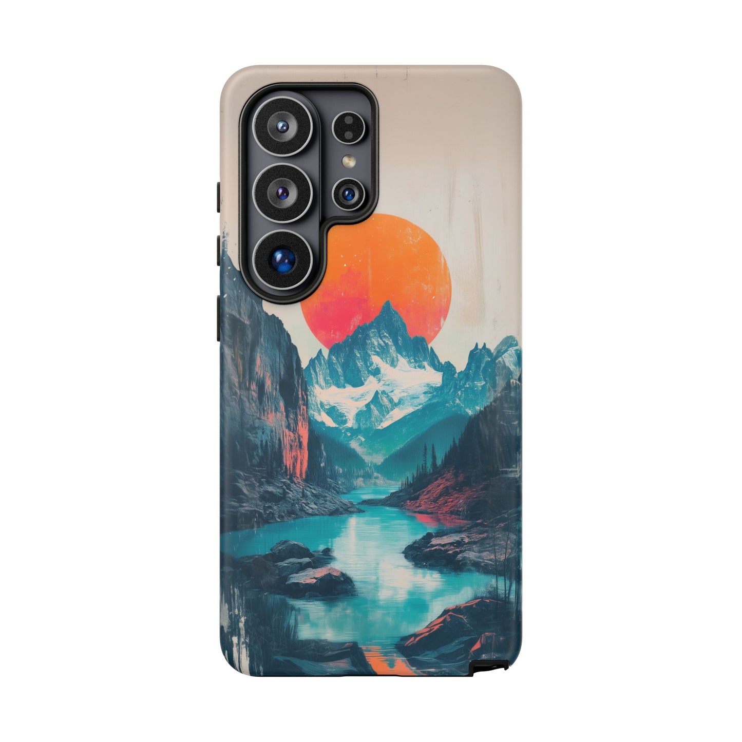 Blue Mountain Orange Sun Risograph