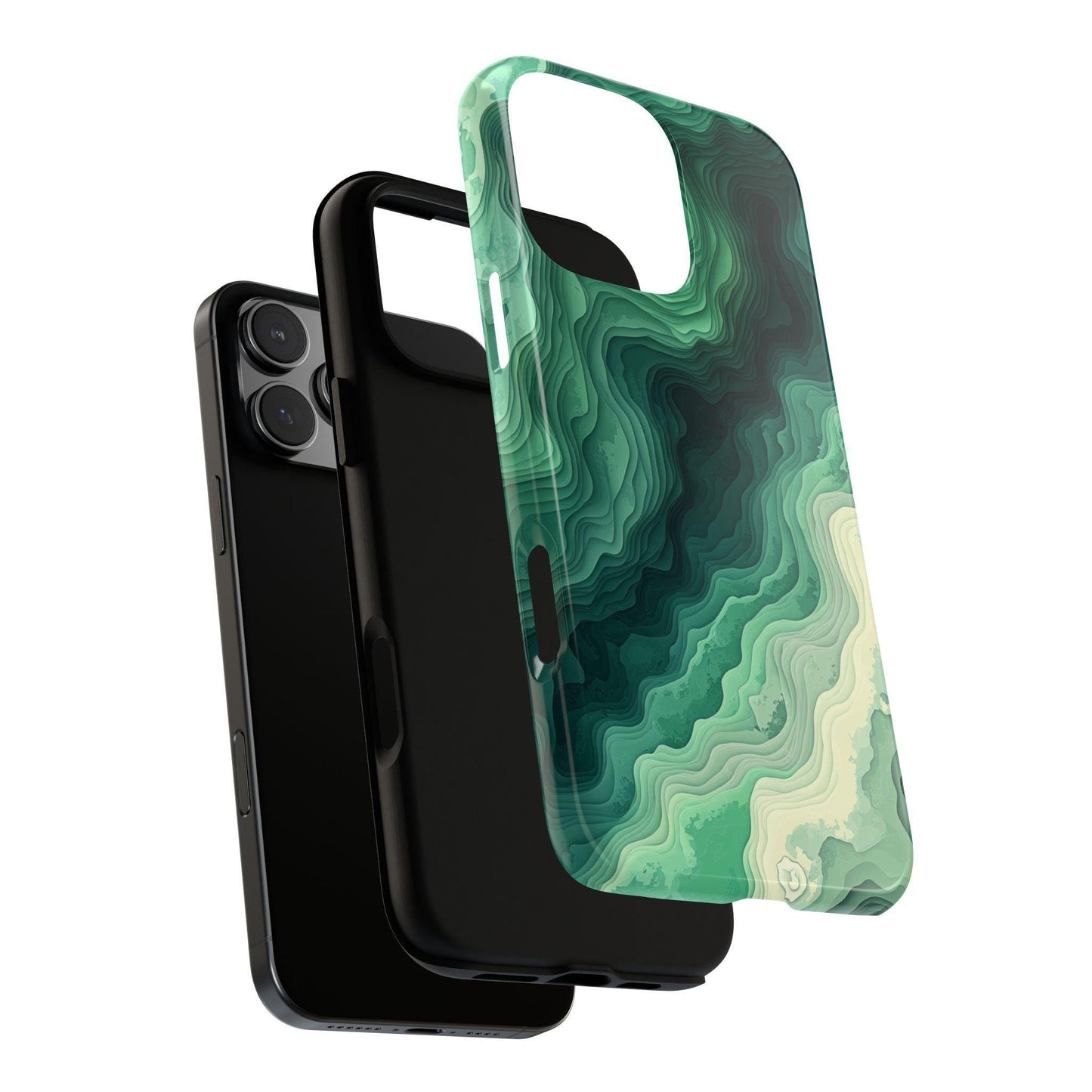Topographic Green Wave Map Pattern