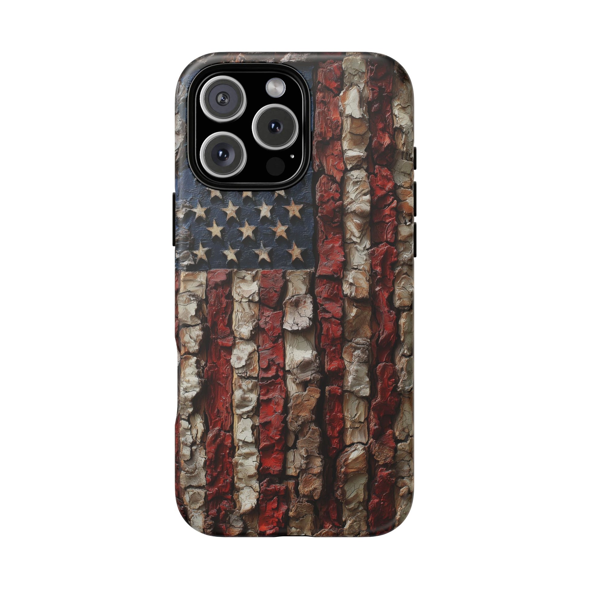 American Flag Bark Wood UV Print
