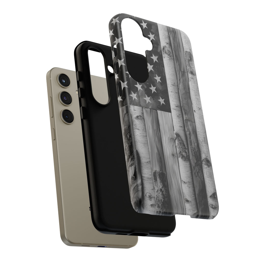 American Flag Flat Gray Wood Tone