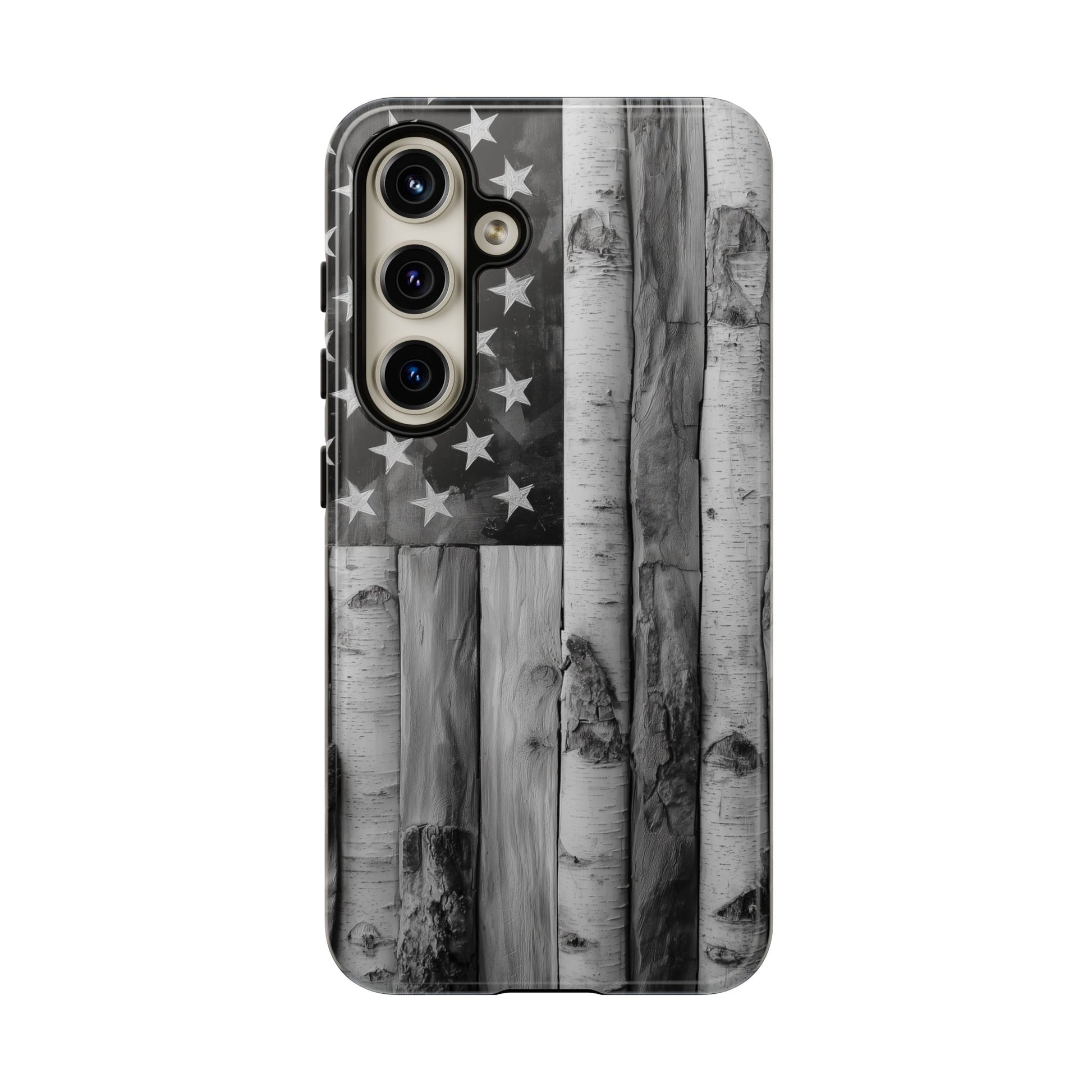 American Flag Flat Gray Wood Tone
