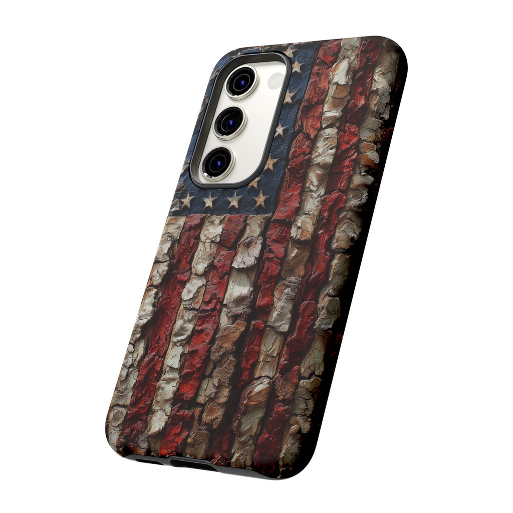 American Flag Bark Wood UV Print