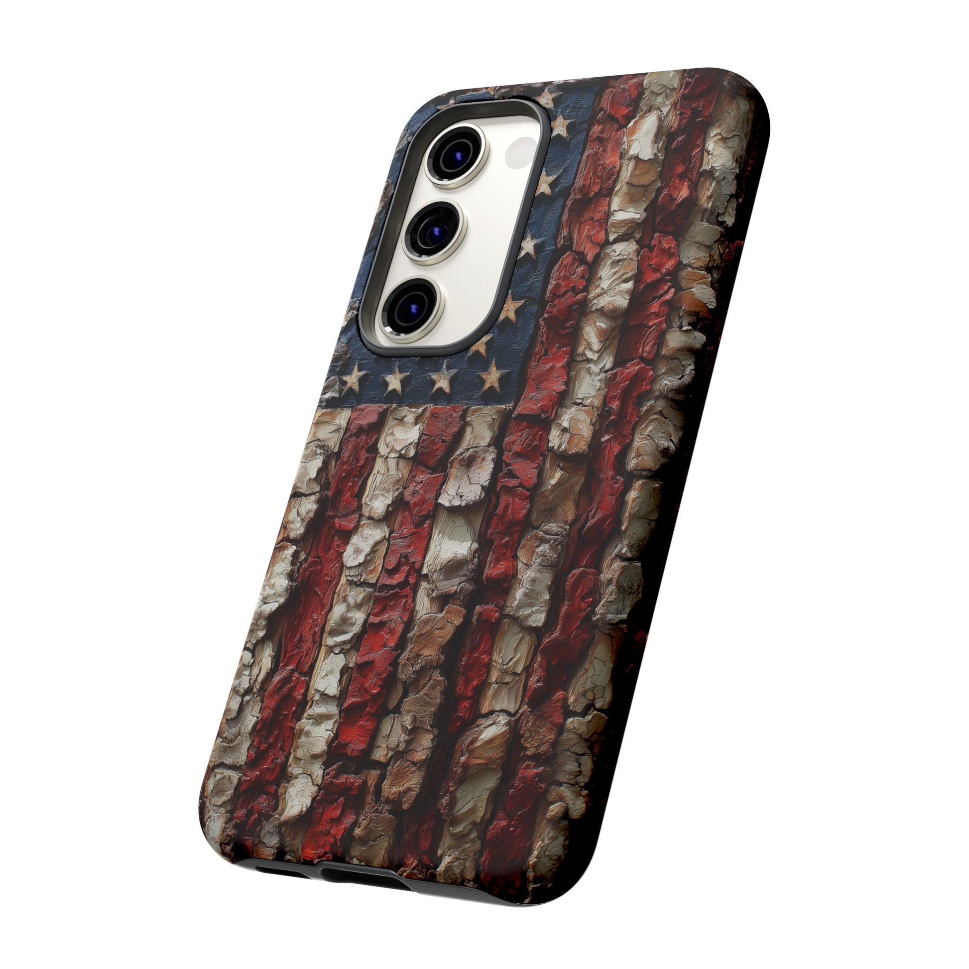 American Flag Bark Wood UV Print