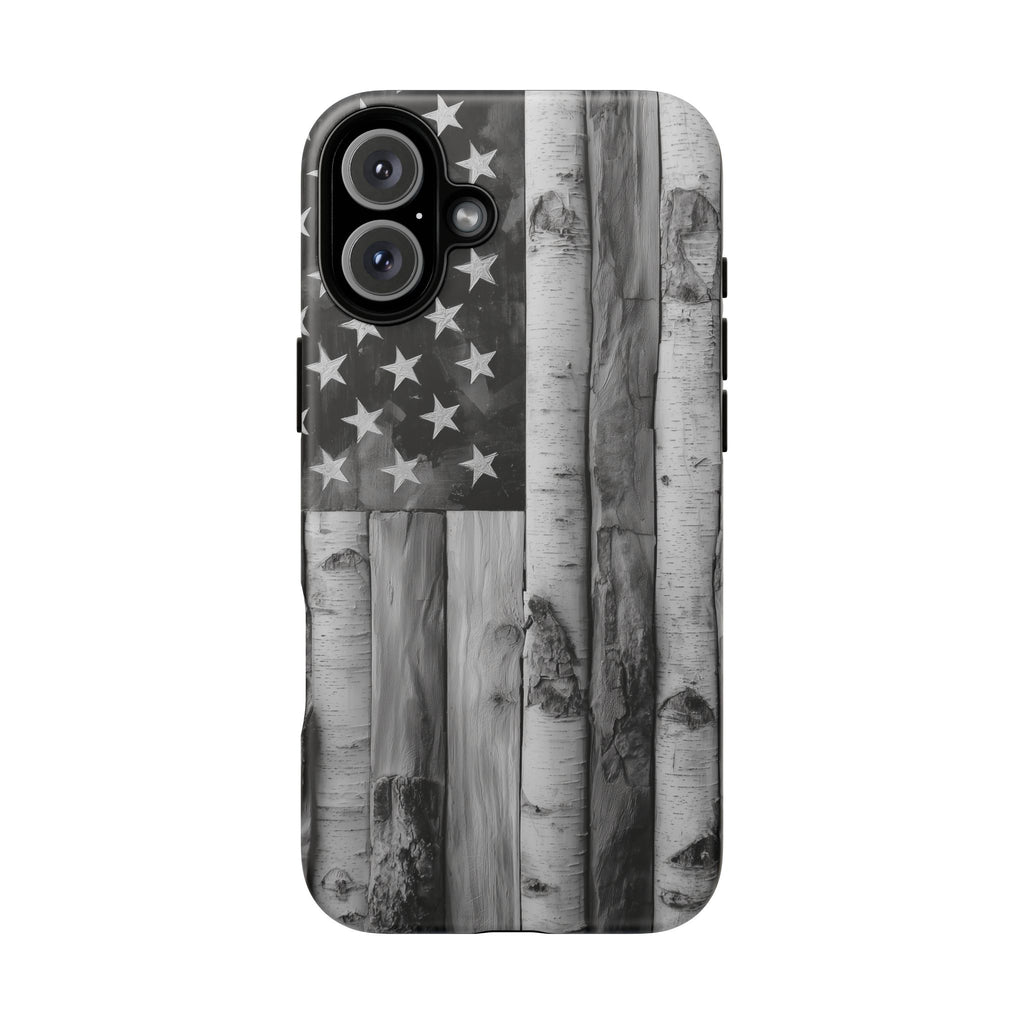 American Flag Flat Gray Wood Tone