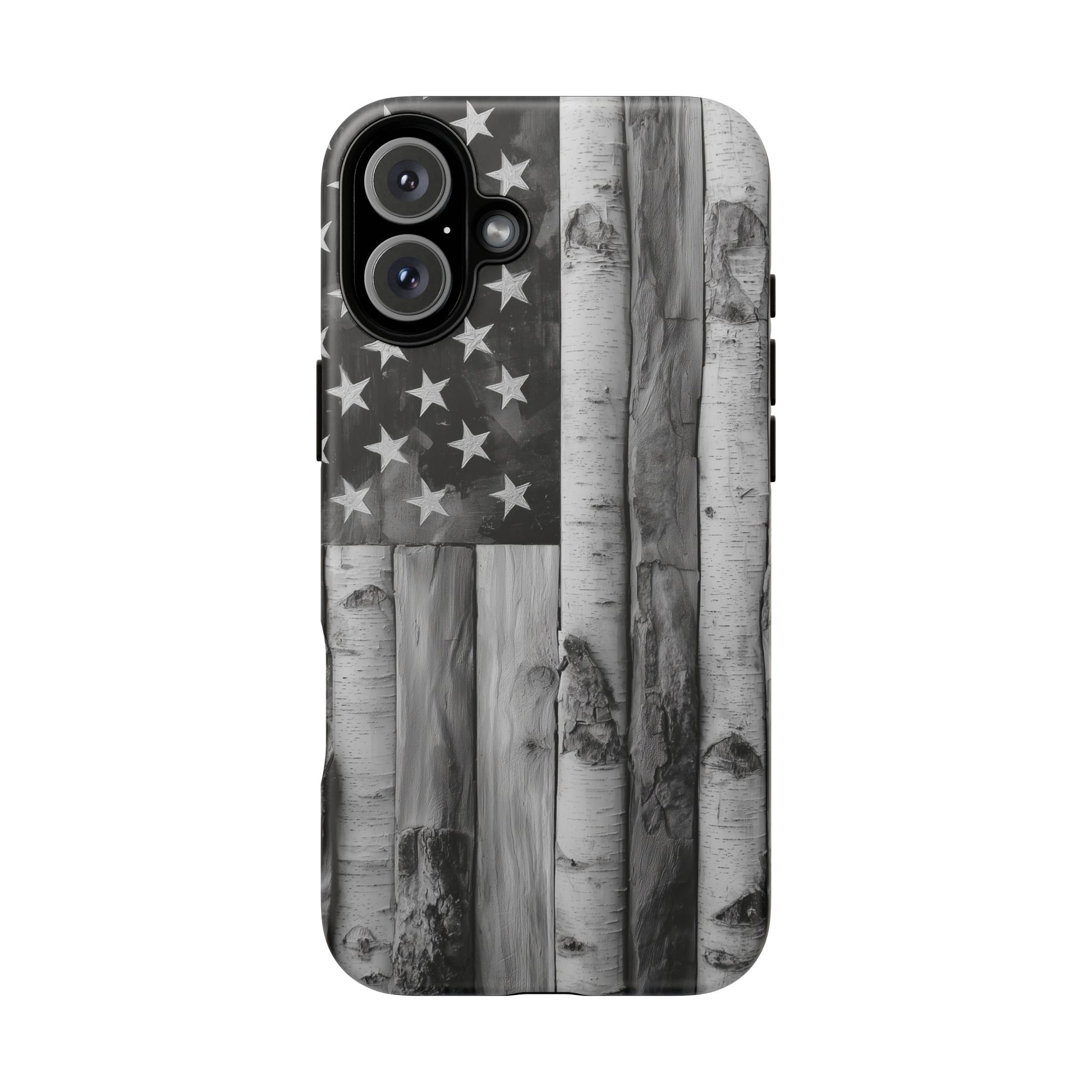 American Flag Flat Gray Wood Tone