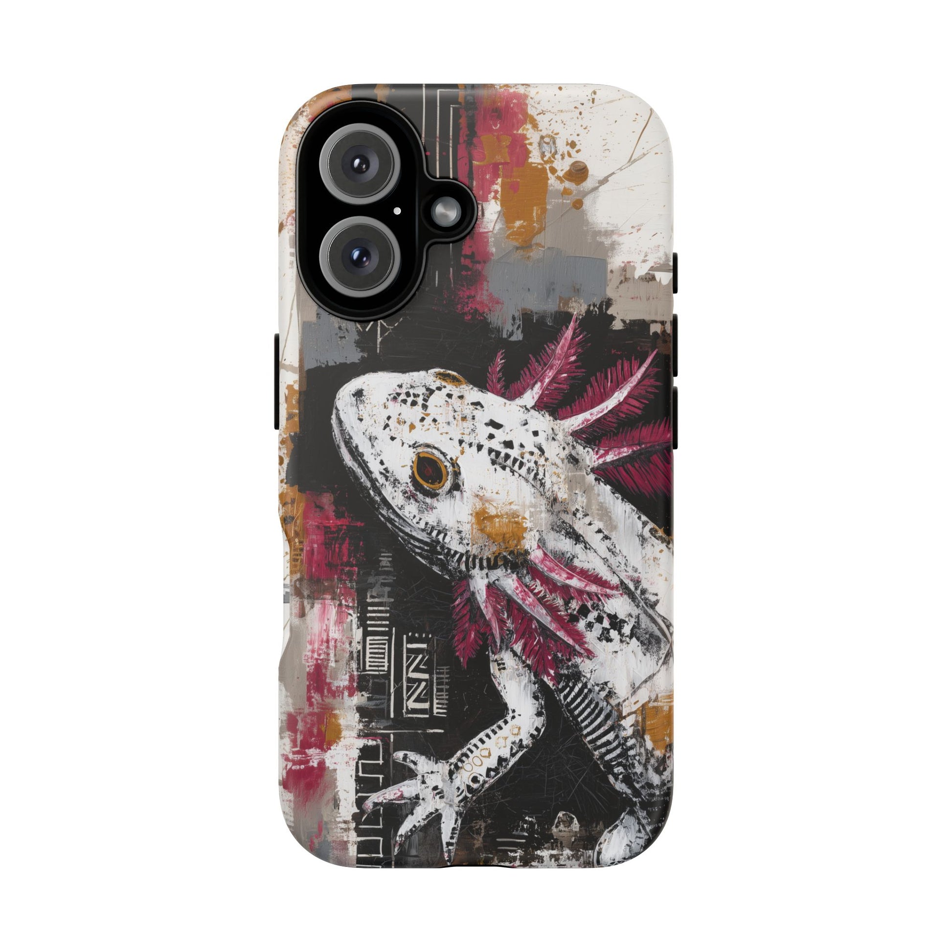 Abstract Axolotl White Pink Artwork