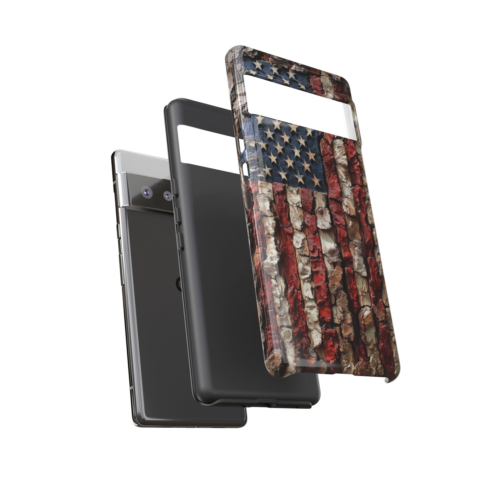 American Flag Bark Wood UV Print