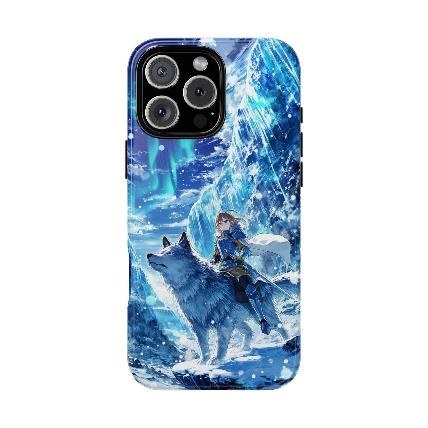 White Wolf Anime Girl Icy Mountains