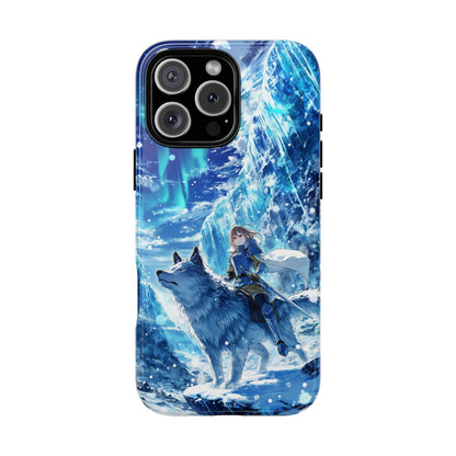 White Wolf Anime Girl Icy Mountains