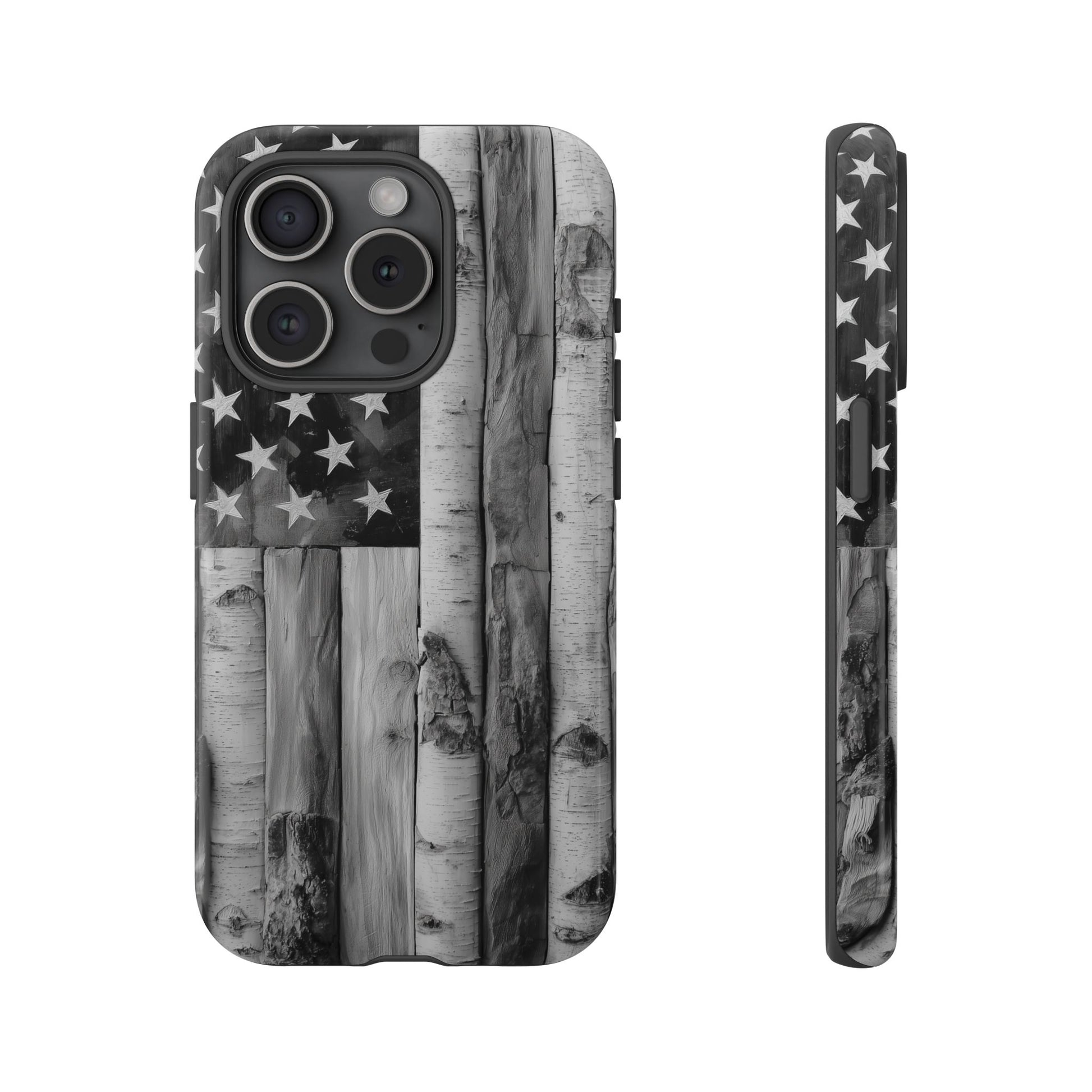 American Flag Flat Gray Wood Tone