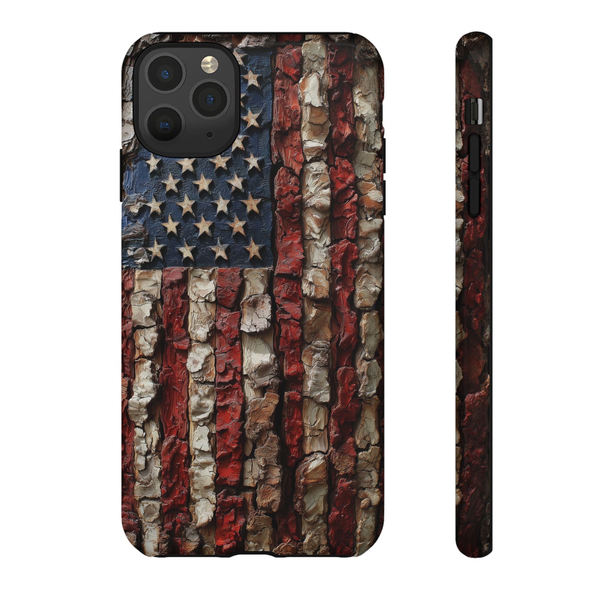 American Flag Bark Wood UV Print