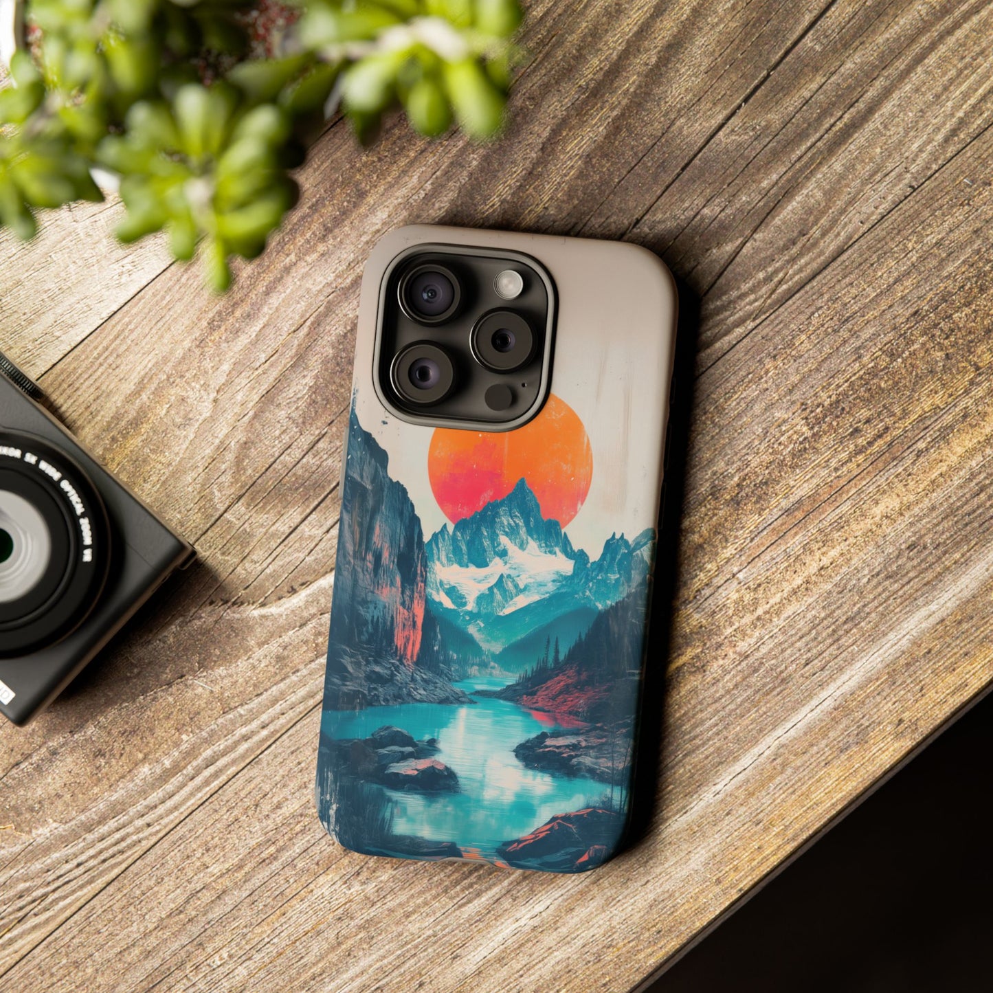 Blue Mountain Orange Sun Risograph